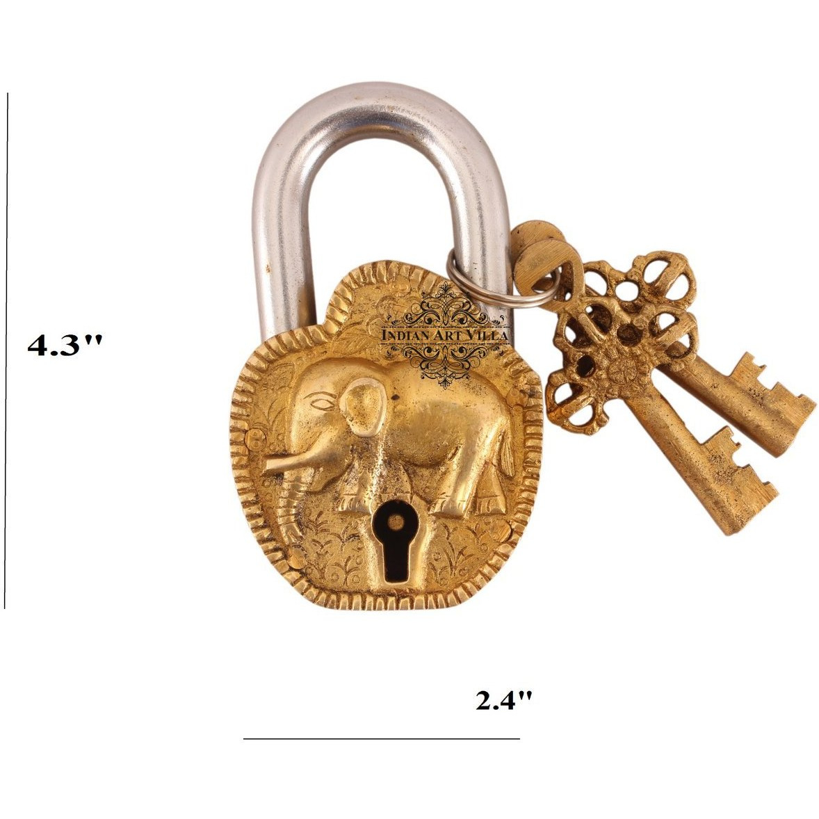 IndianArtVilla Brass Vintage Style Elephant Design chatar sword designer with 2 Keys
