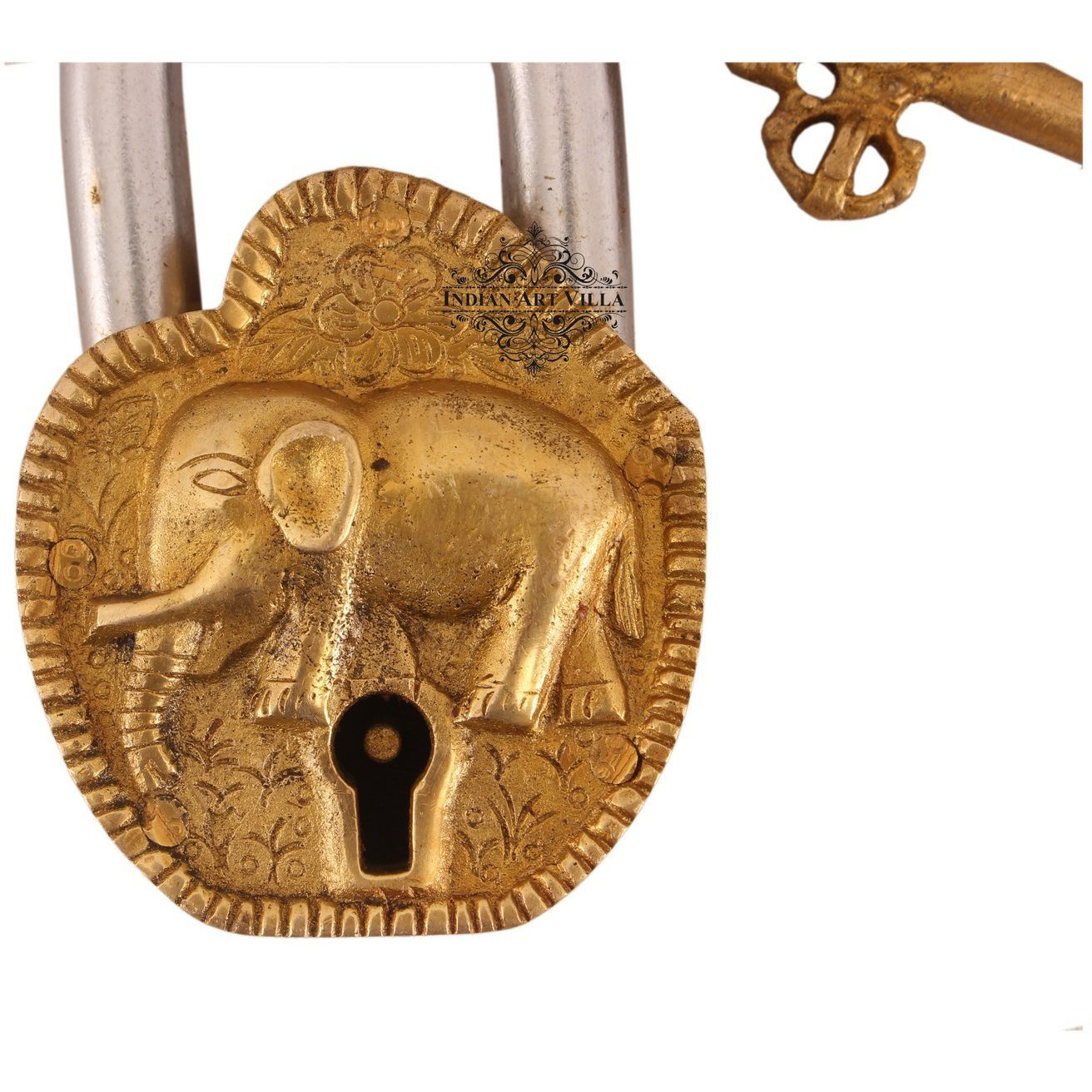 IndianArtVilla Brass Vintage Style Elephant Design chatar sword designer with 2 Keys