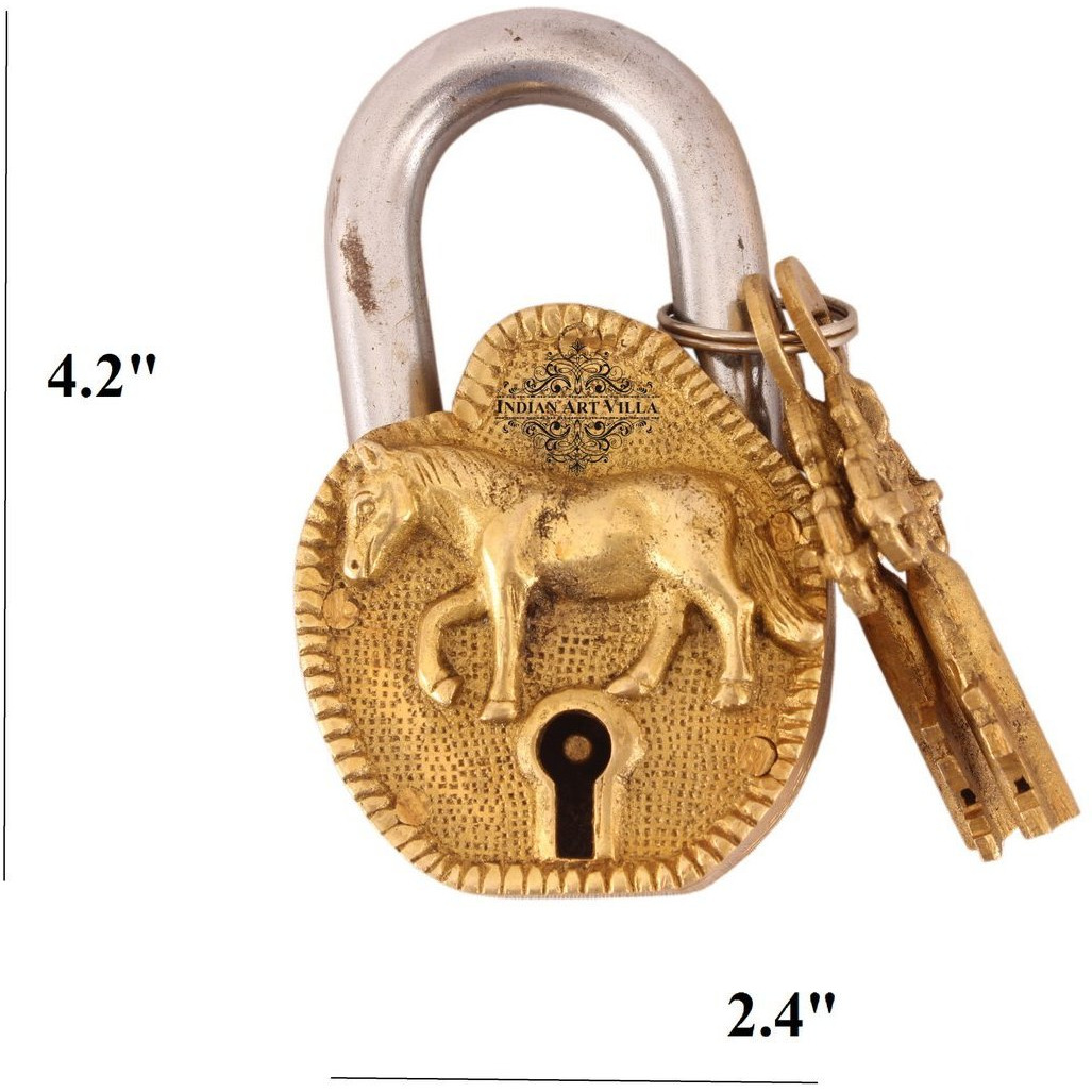 IndianArtVilla Brass Vintage Style Horse Design chatar sword designer with 2 Keys