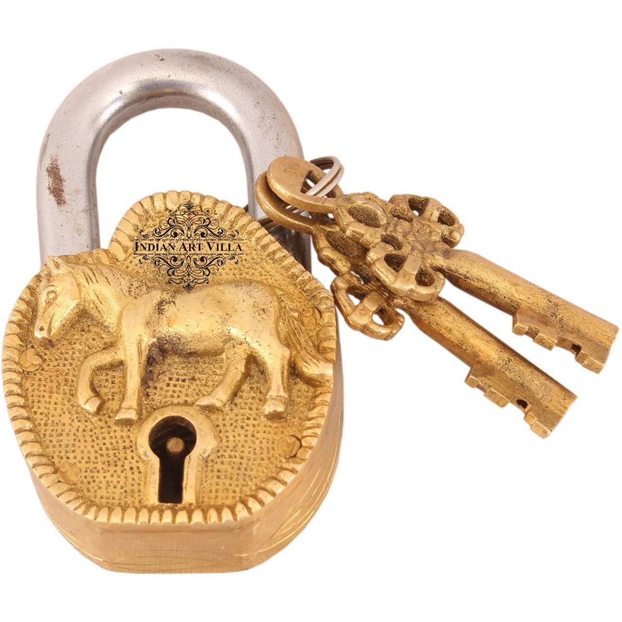 IndianArtVilla Brass Vintage Style Horse Design chatar sword designer with 2 Keys