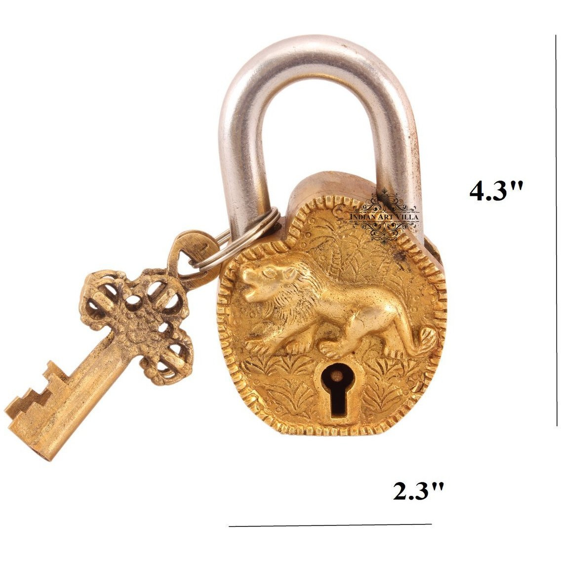 IndianArtVilla Brass Vintage Style Lion Design chatar sword designer with 2 Keys