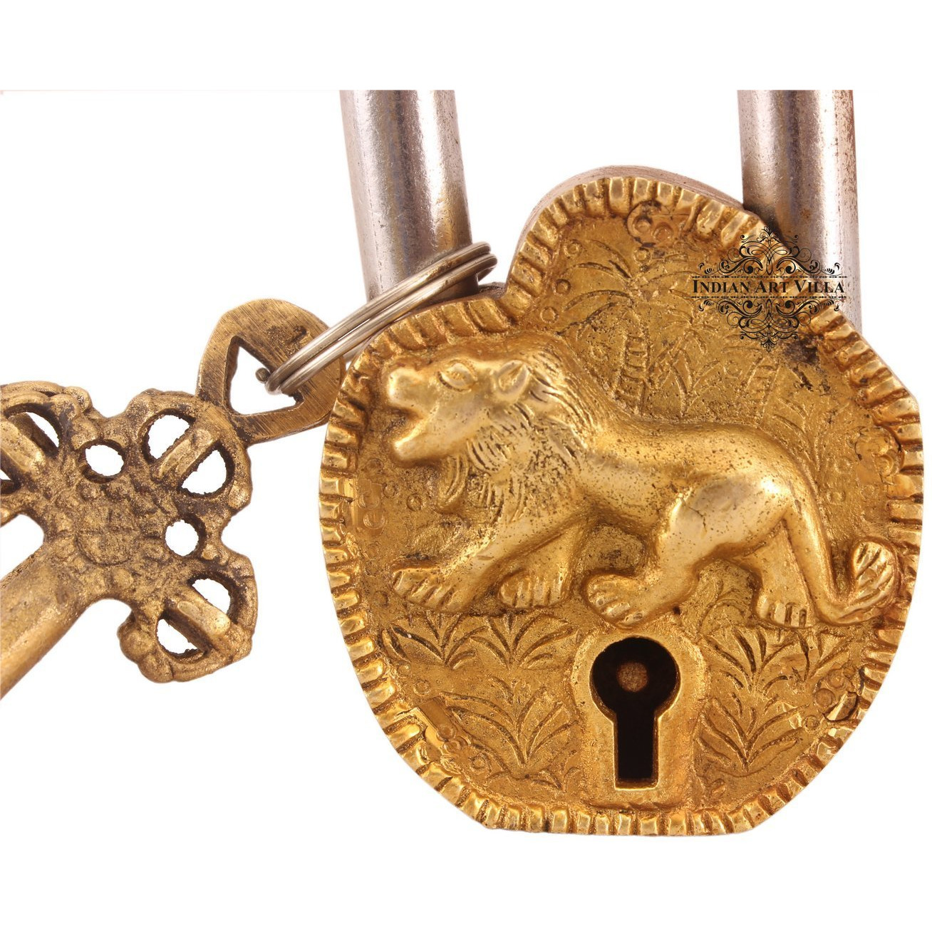 IndianArtVilla Brass Vintage Style Lion Design chatar sword designer with 2 Keys