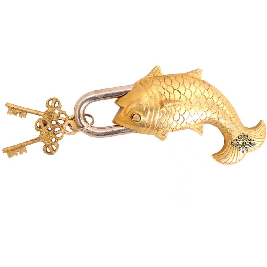 IndianArtVilla Vintage Style Antique Big Fish Design chatar sword designer with 2 Keys