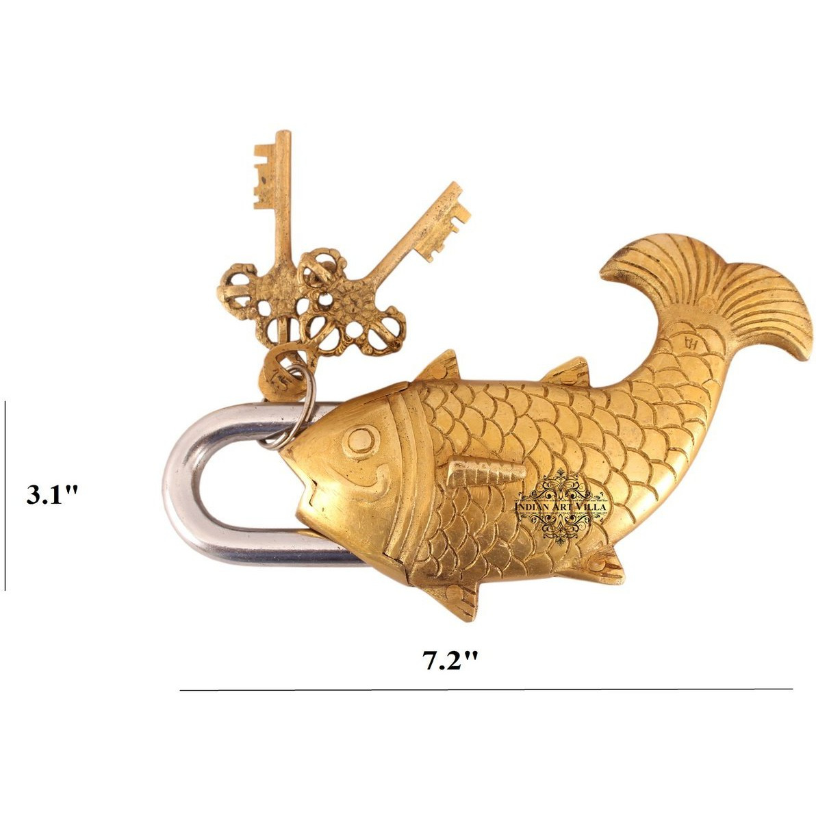 IndianArtVilla Brass Vintage Style Fish Shape chatar sword designer with 2 Keys