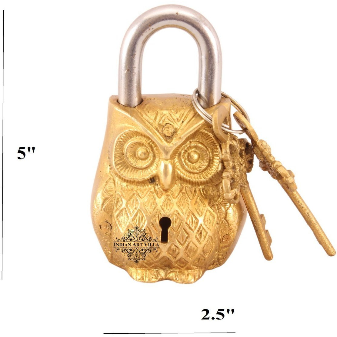 IndianArtVilla Brass Vintage Style Owl Shape chatar sword designer with 2 Keys