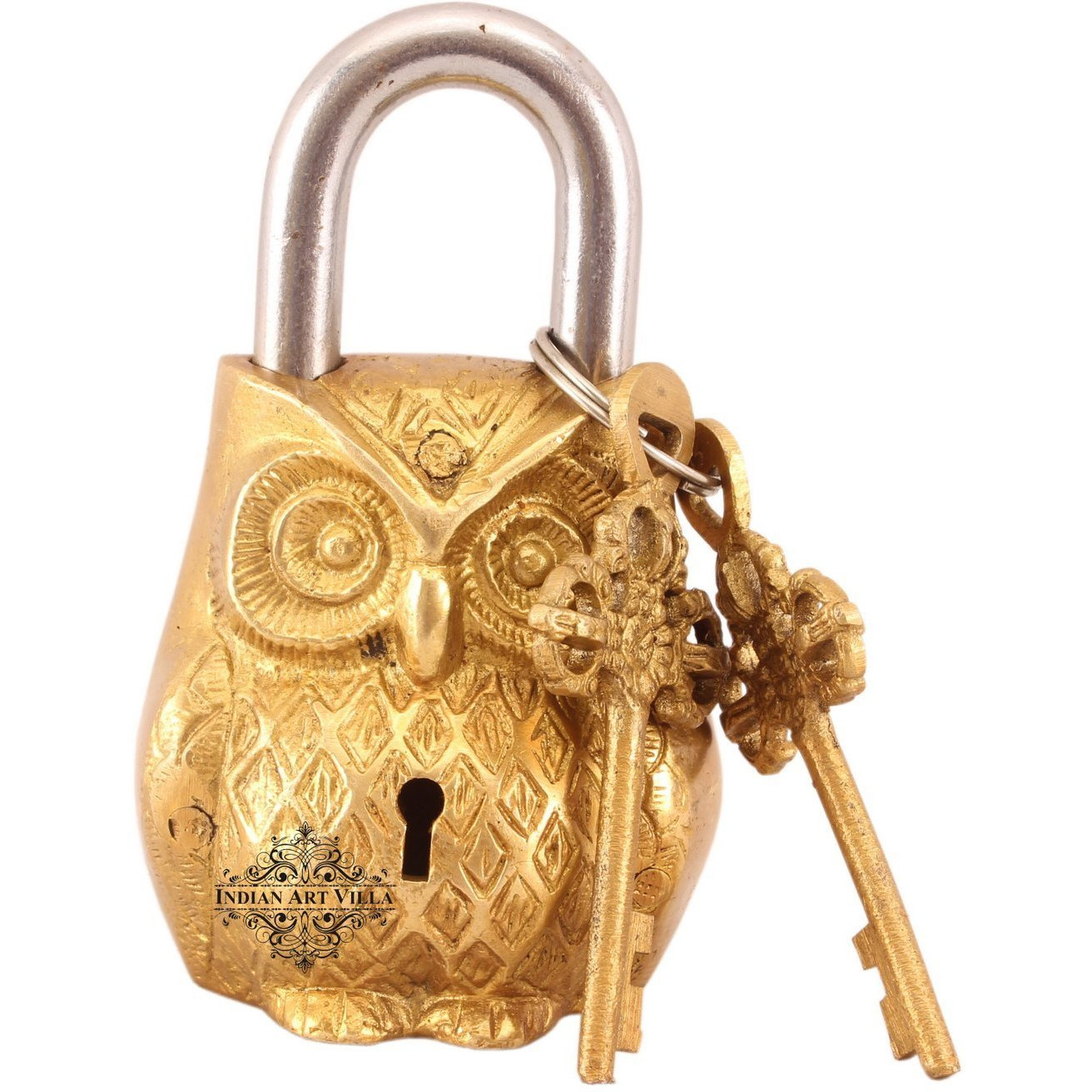 IndianArtVilla Brass Vintage Style Owl Shape chatar sword designer with 2 Keys
