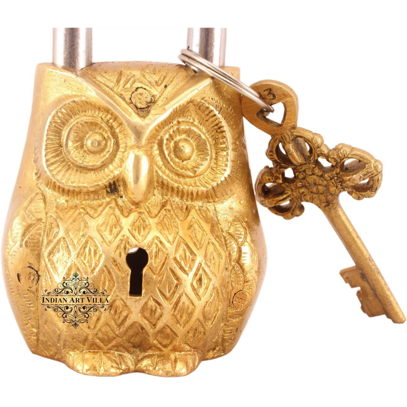 IndianArtVilla Brass Vintage Style Owl Shape chatar sword designer with 2 Keys