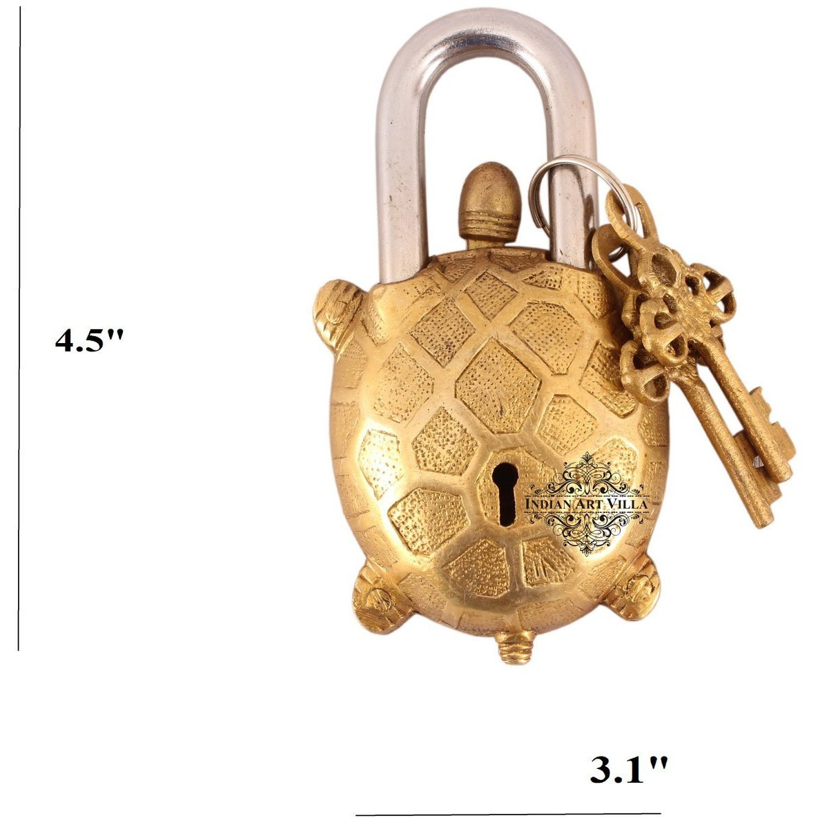 IndianArtVilla Brass Vintage Style Tortoise Shape chatar sword designer with 2 Keys
