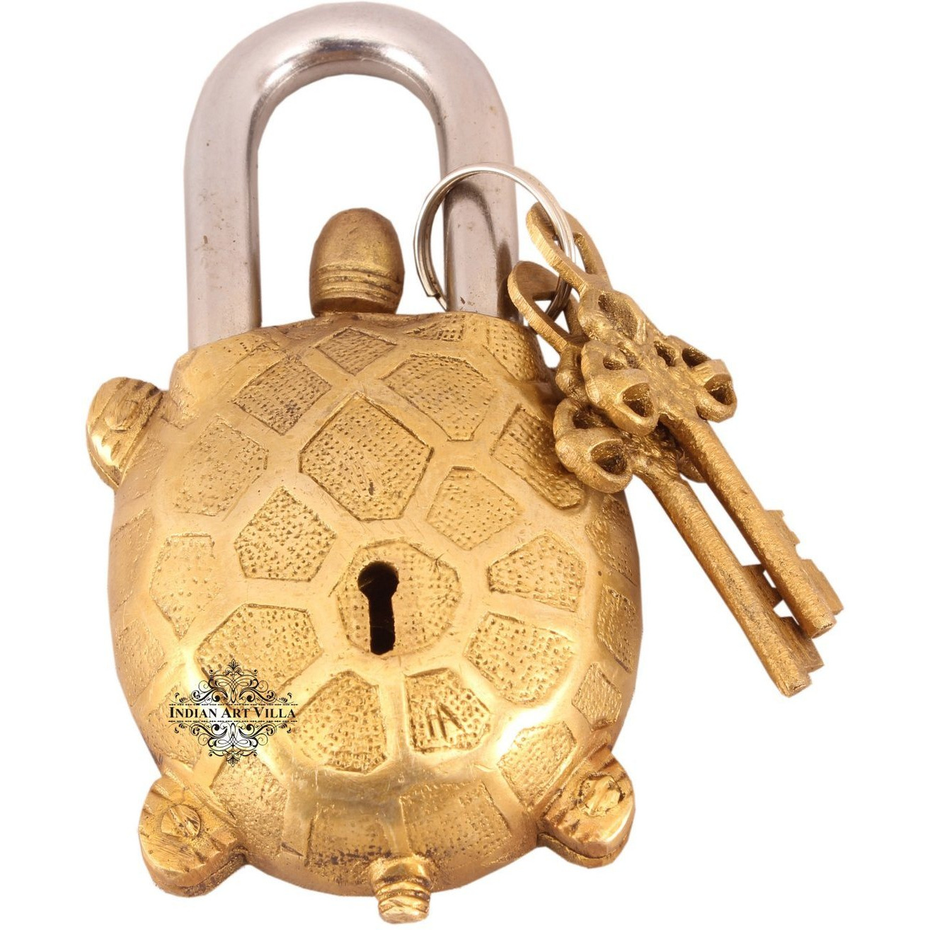 IndianArtVilla Brass Vintage Style Tortoise Shape chatar sword designer with 2 Keys