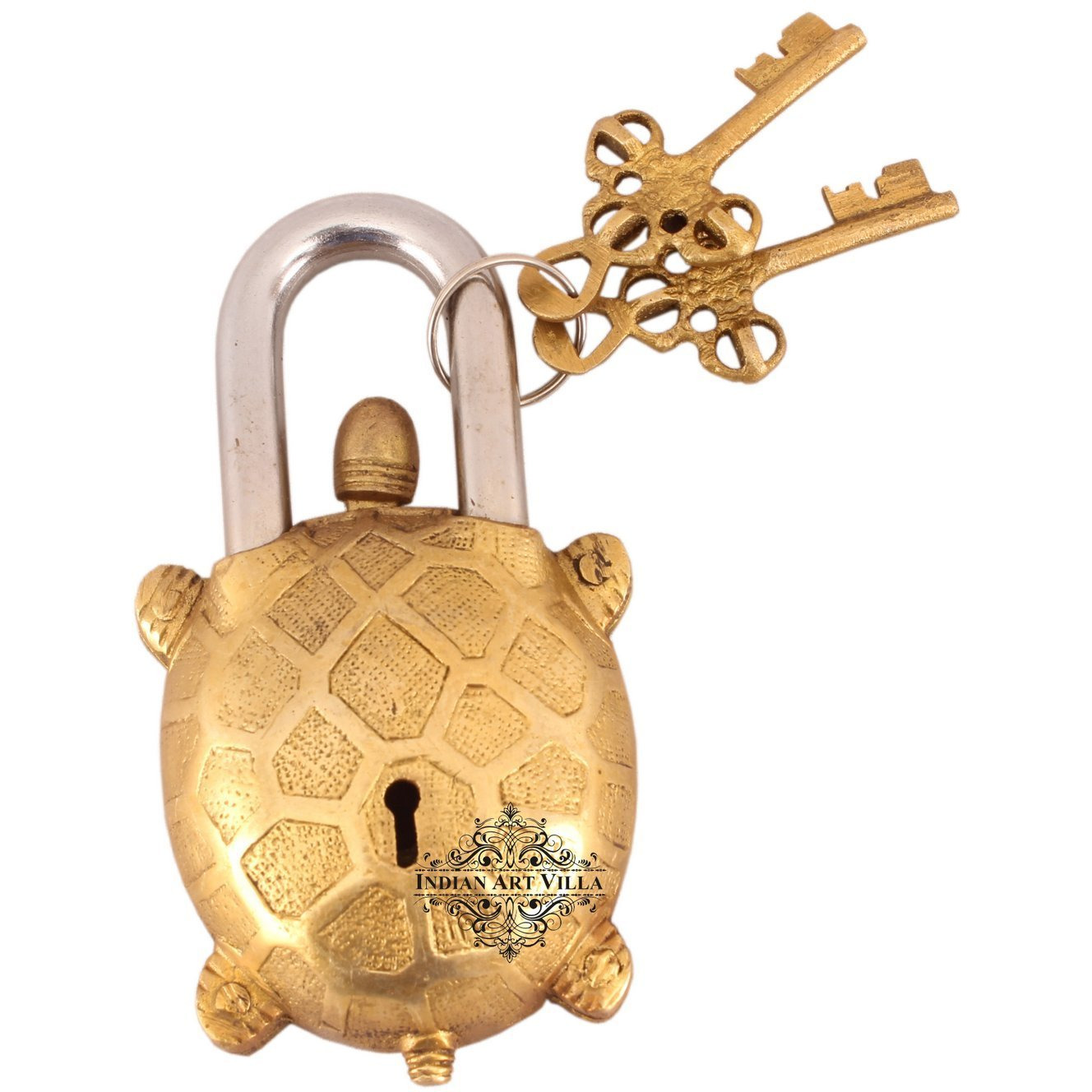 IndianArtVilla Brass Vintage Style Tortoise Shape chatar sword designer with 2 Keys