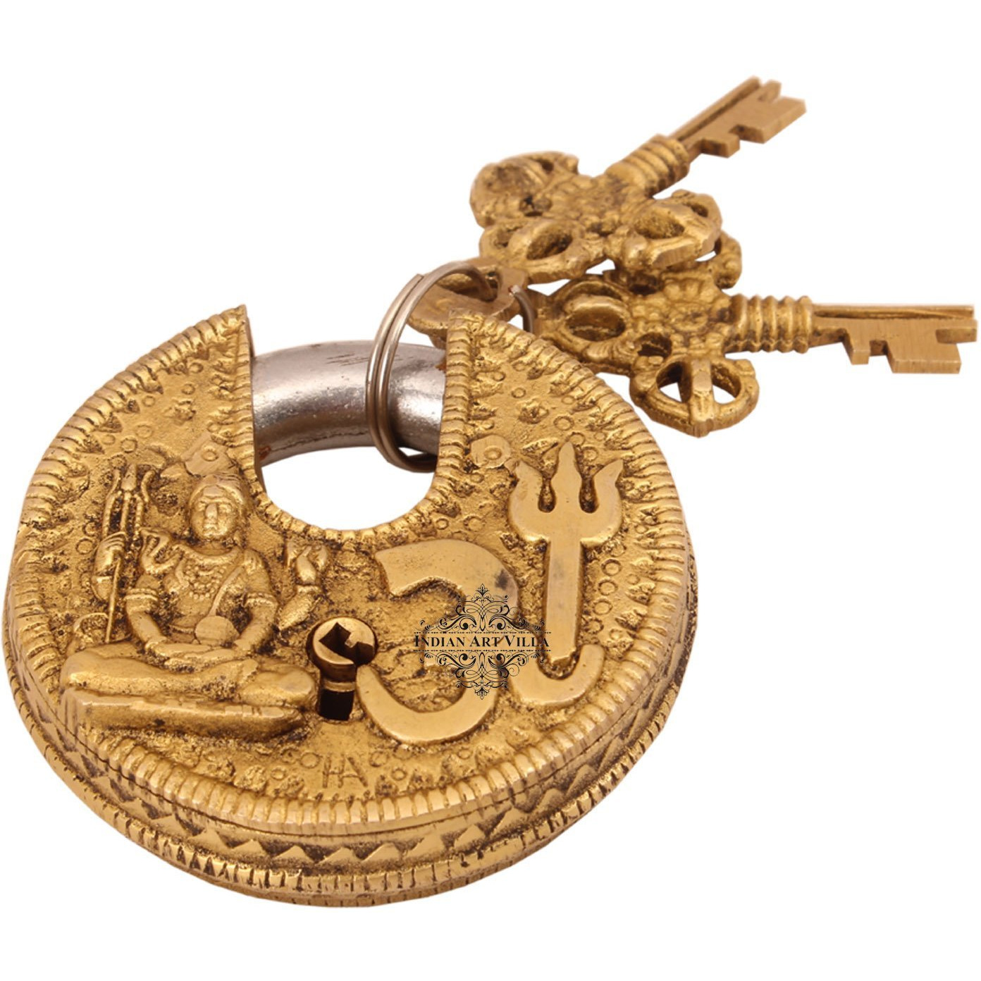 IndianArtVilla Brass Om Design Round chatar sword designer with 2 KeysSecurity chatar sword designer