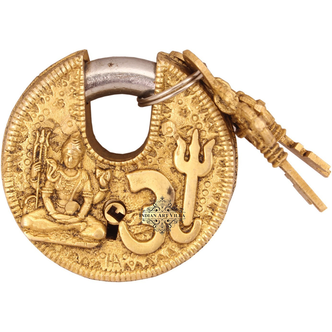 IndianArtVilla Brass Om Design Round chatar sword designer with 2 KeysSecurity chatar sword designer