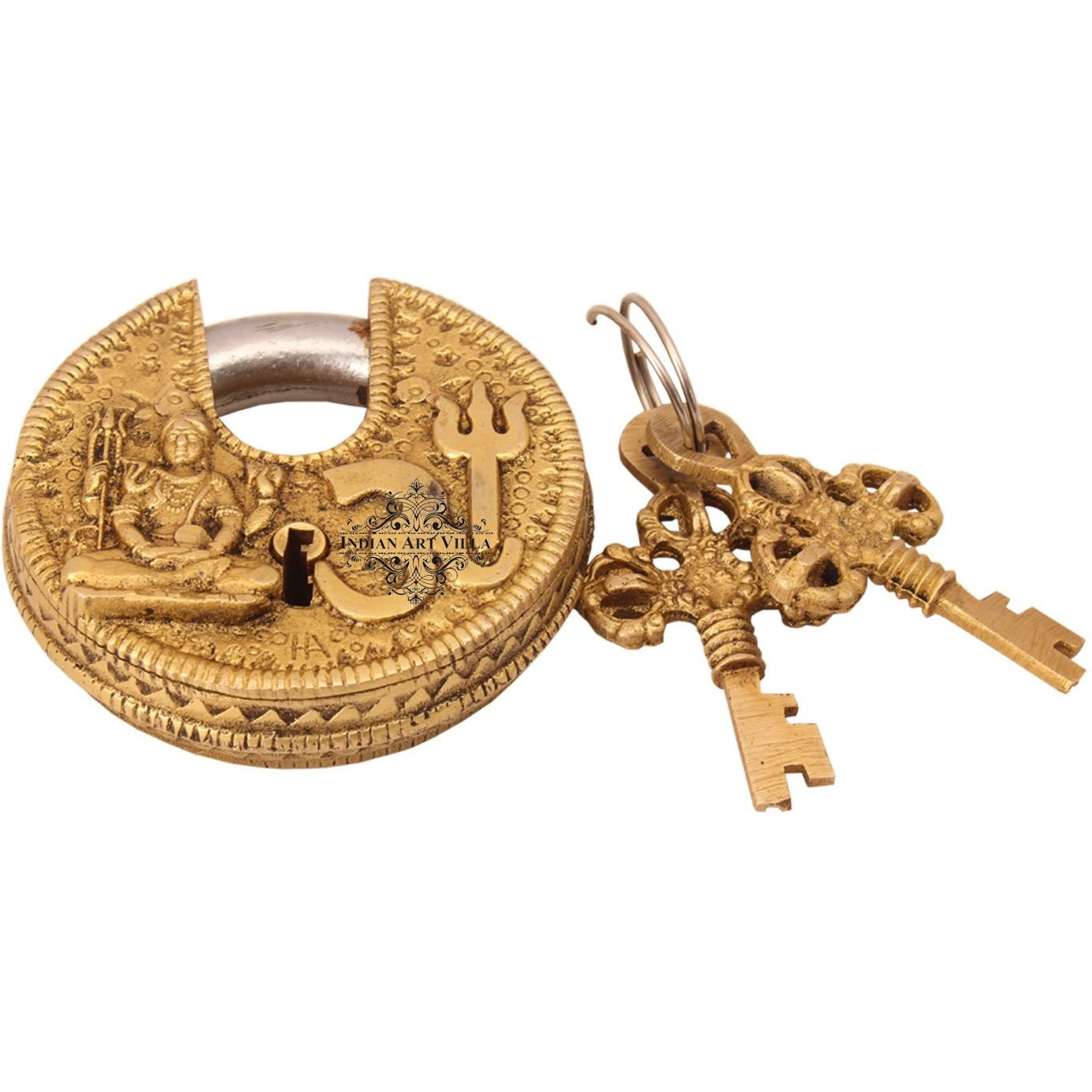 IndianArtVilla Brass Om Design Round chatar sword designer with 2 KeysSecurity chatar sword designer
