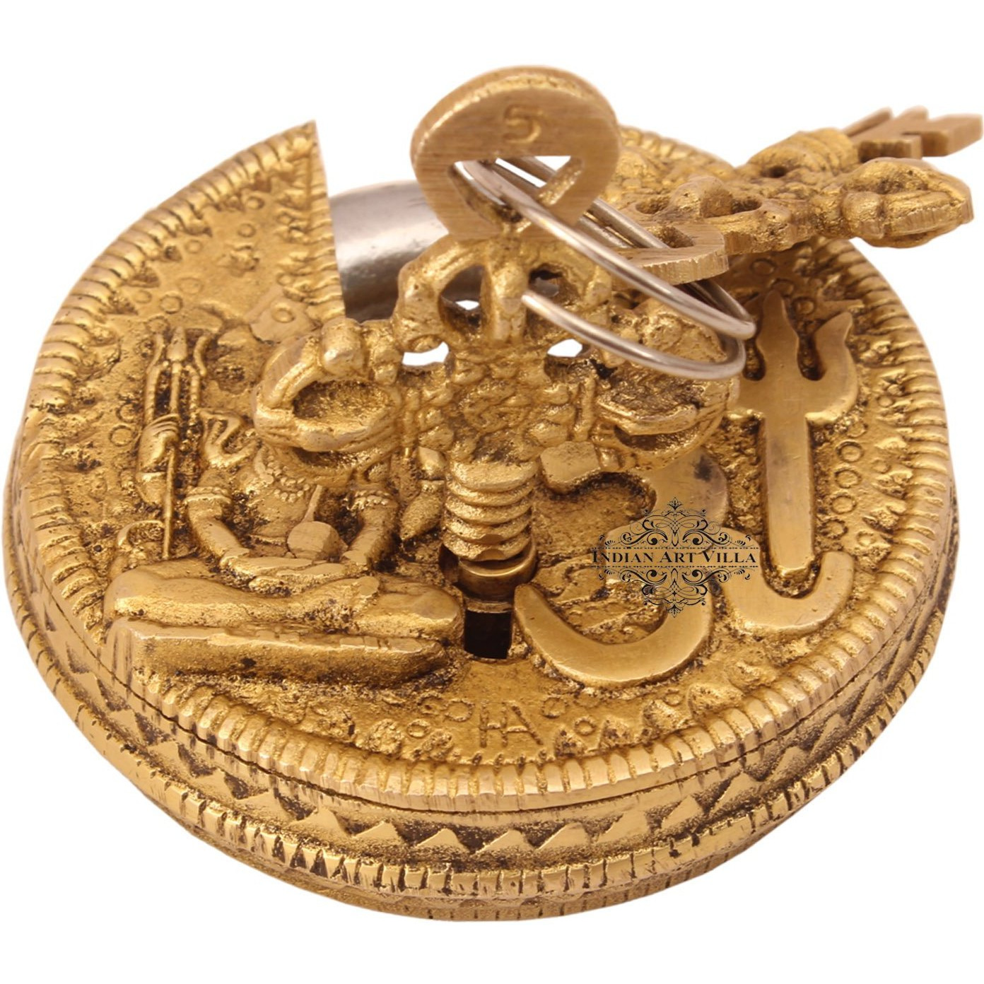 IndianArtVilla Brass Om Design Round chatar sword designer with 2 KeysSecurity chatar sword designer