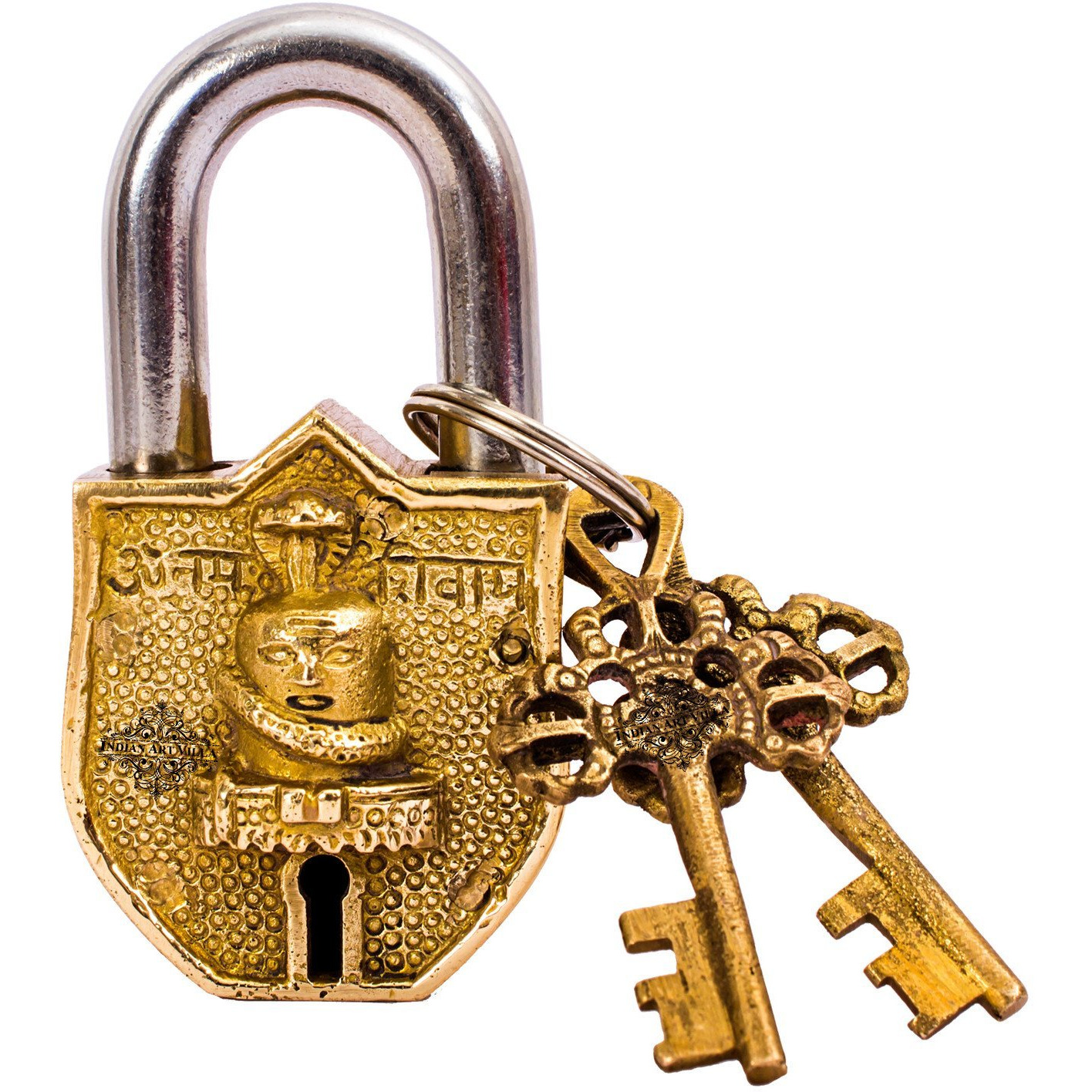 IndianArtVilla Brass Shivling Design chatar sword designer with 2 KeysSecurity & chatar sword designer