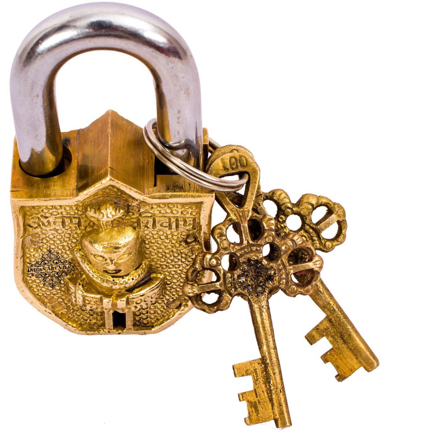 IndianArtVilla Brass Shivling Design chatar sword designer with 2 KeysSecurity & chatar sword designer