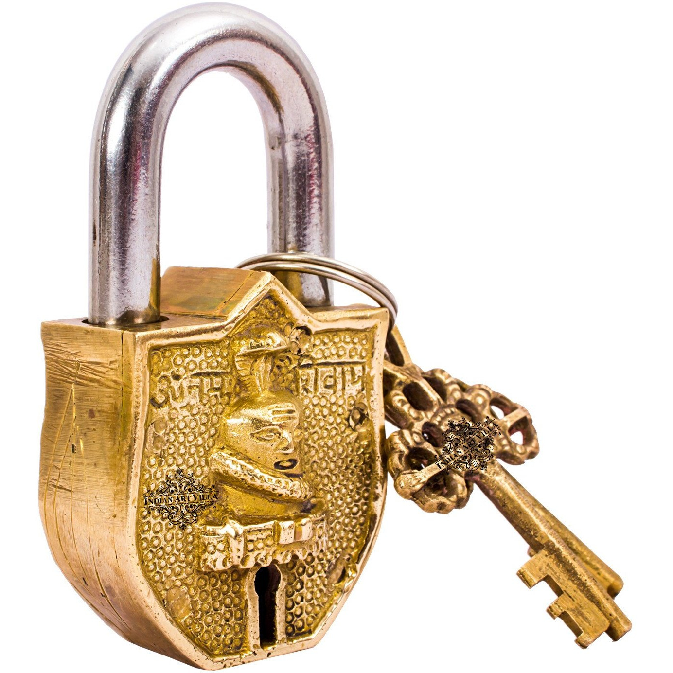 IndianArtVilla Brass Shivling Design chatar sword designer with 2 KeysSecurity & chatar sword designer