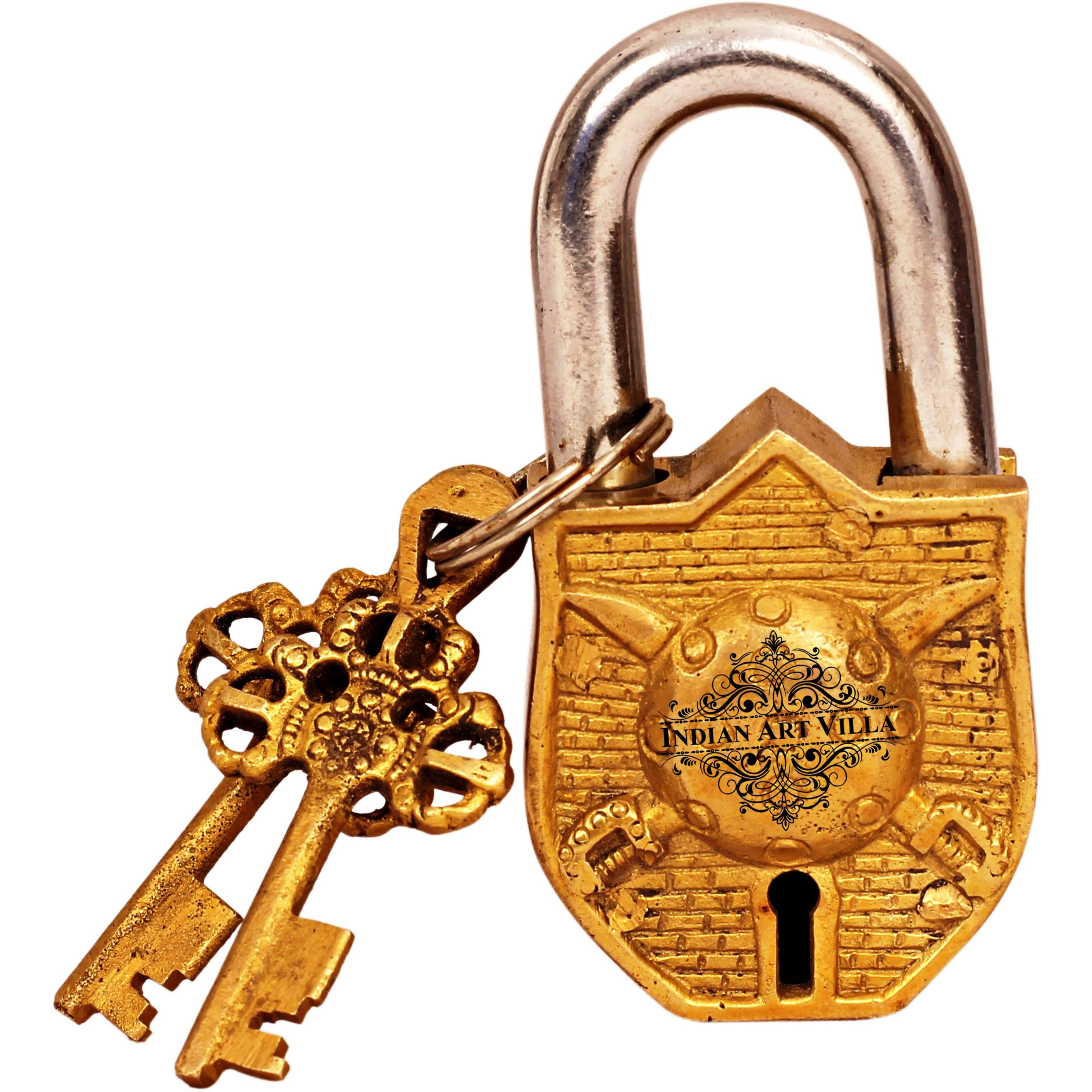 IndianArtVilla Handmade Brass Sheild & Sword Design chatar sword designer Door chatar sword designerHeight 3.2