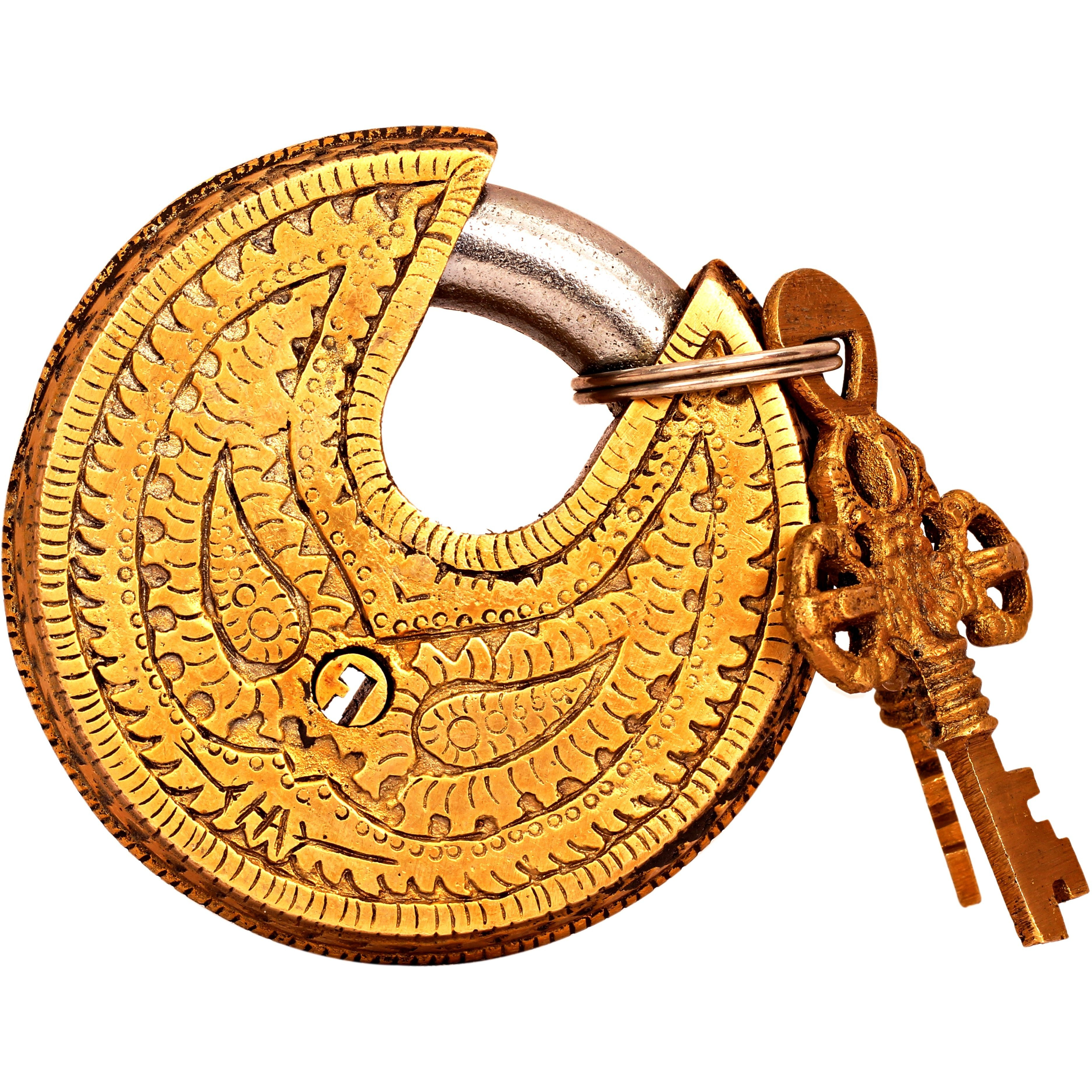 IndianArtVilla Fish Design Brass Round Pad chatar sword designerSecurity chatar sword designer Door chatar sword designer