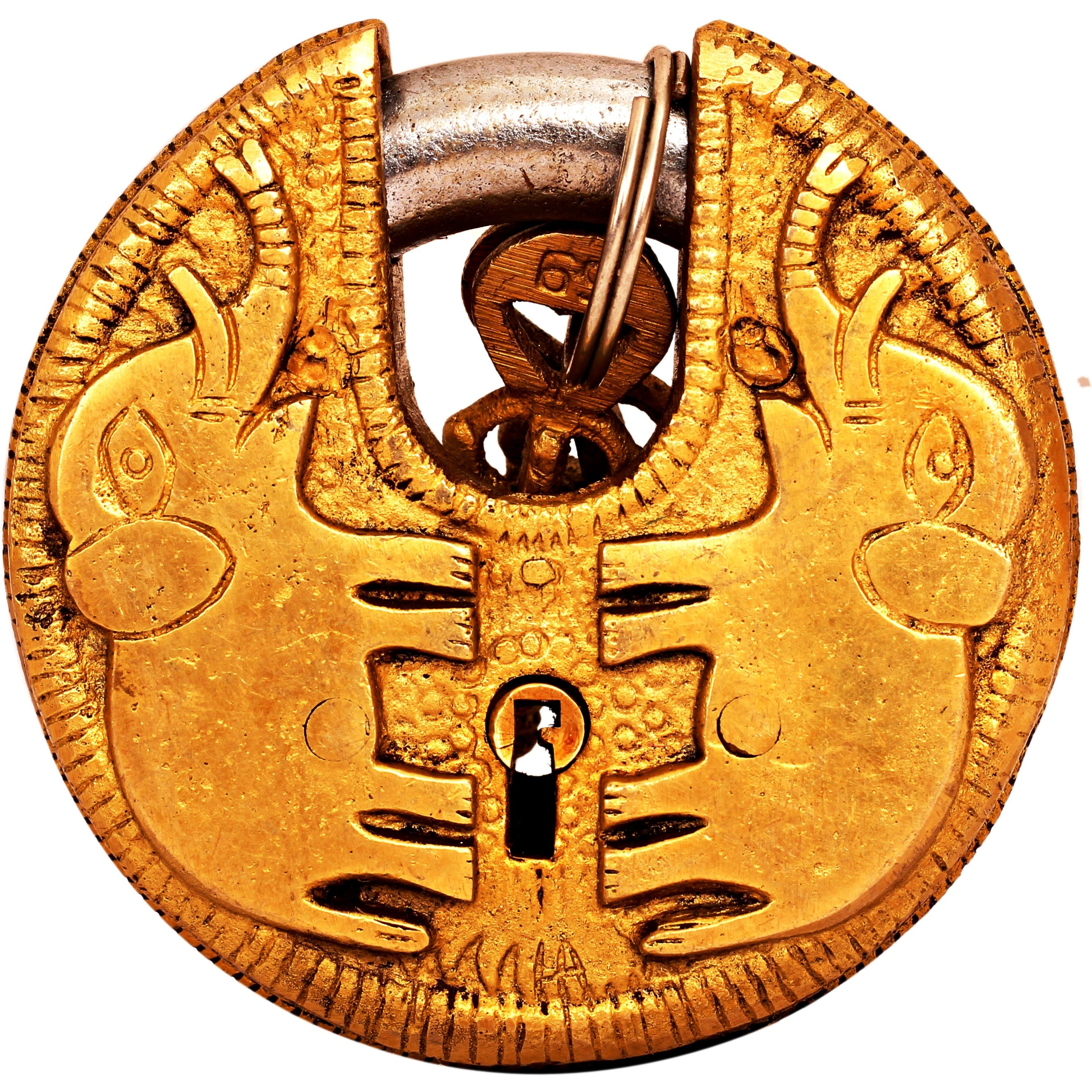 IndianArtVilla Elephant Design Brass Round Pad chatar sword designerSecurity chatar sword designer Door chatar sword designer