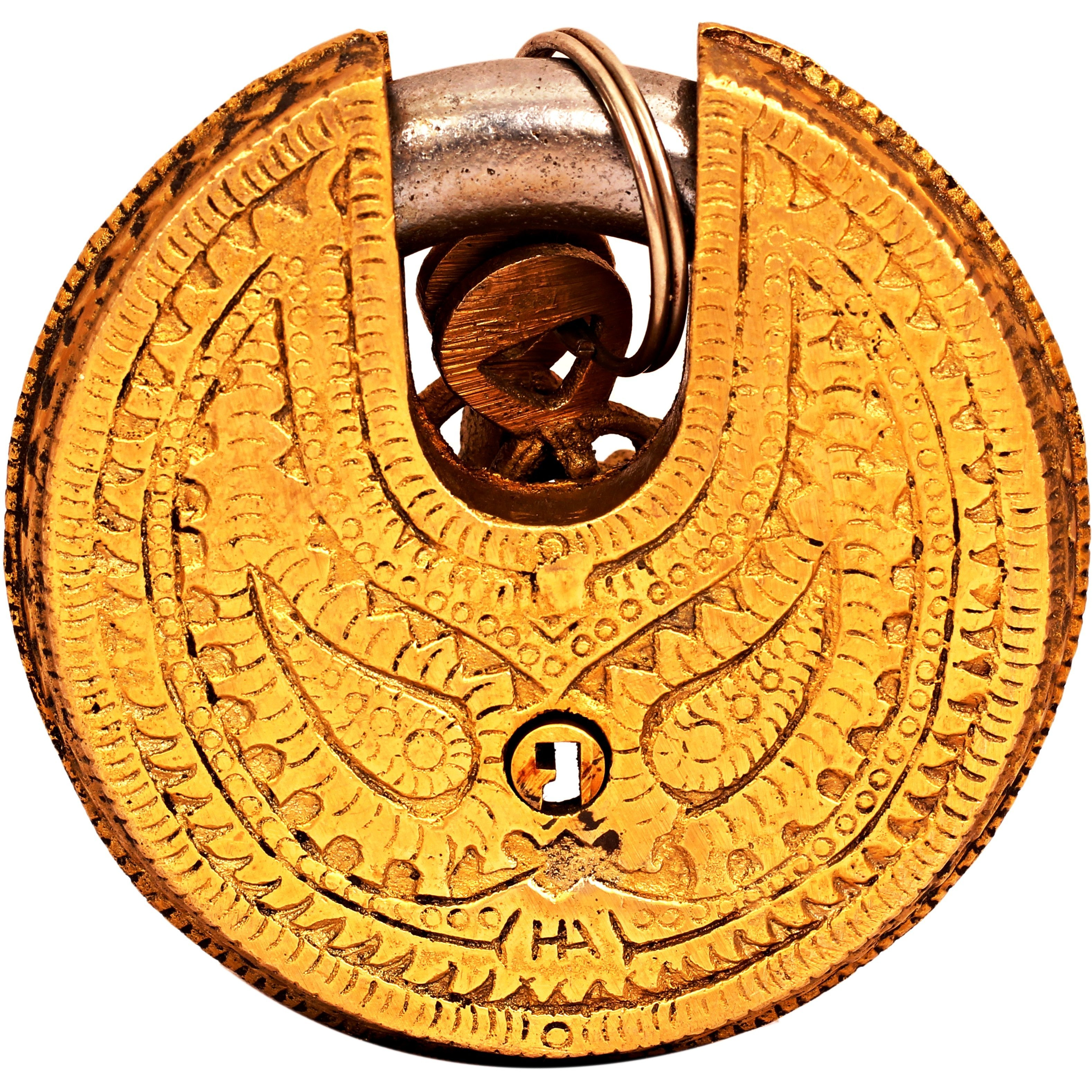 IndianArtVilla Elephant Design Brass Round Pad chatar sword designerSecurity chatar sword designer Door chatar sword designer
