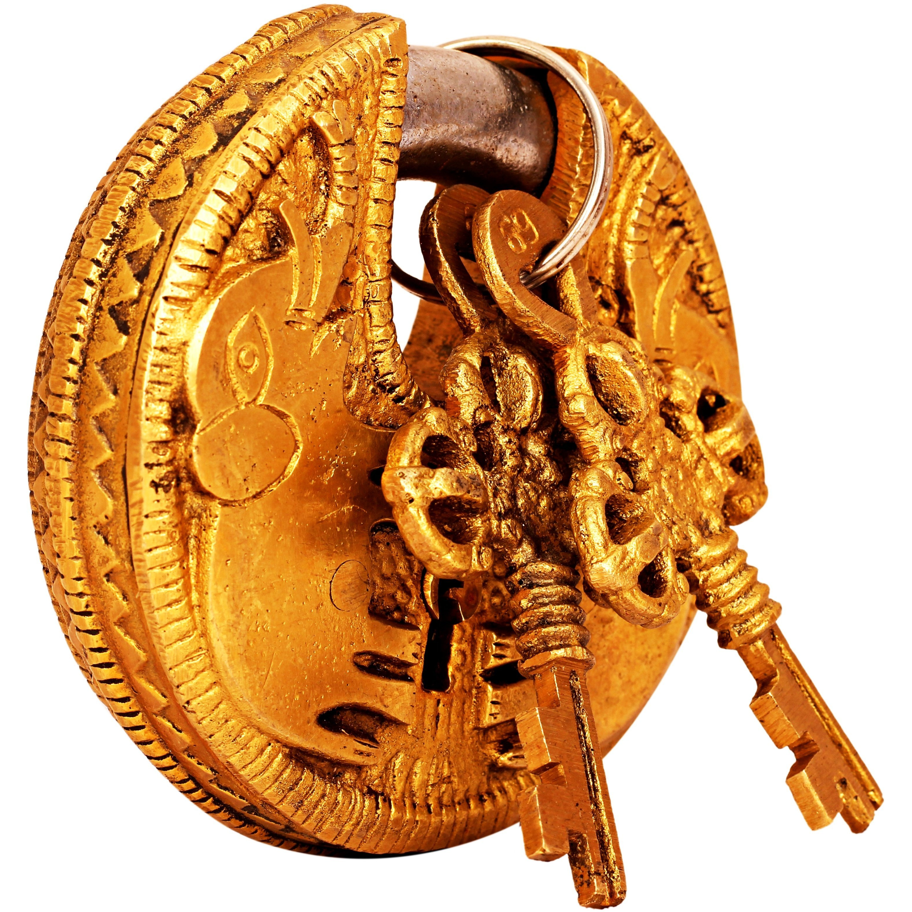 IndianArtVilla Elephant Design Brass Round Pad chatar sword designerSecurity chatar sword designer Door chatar sword designer