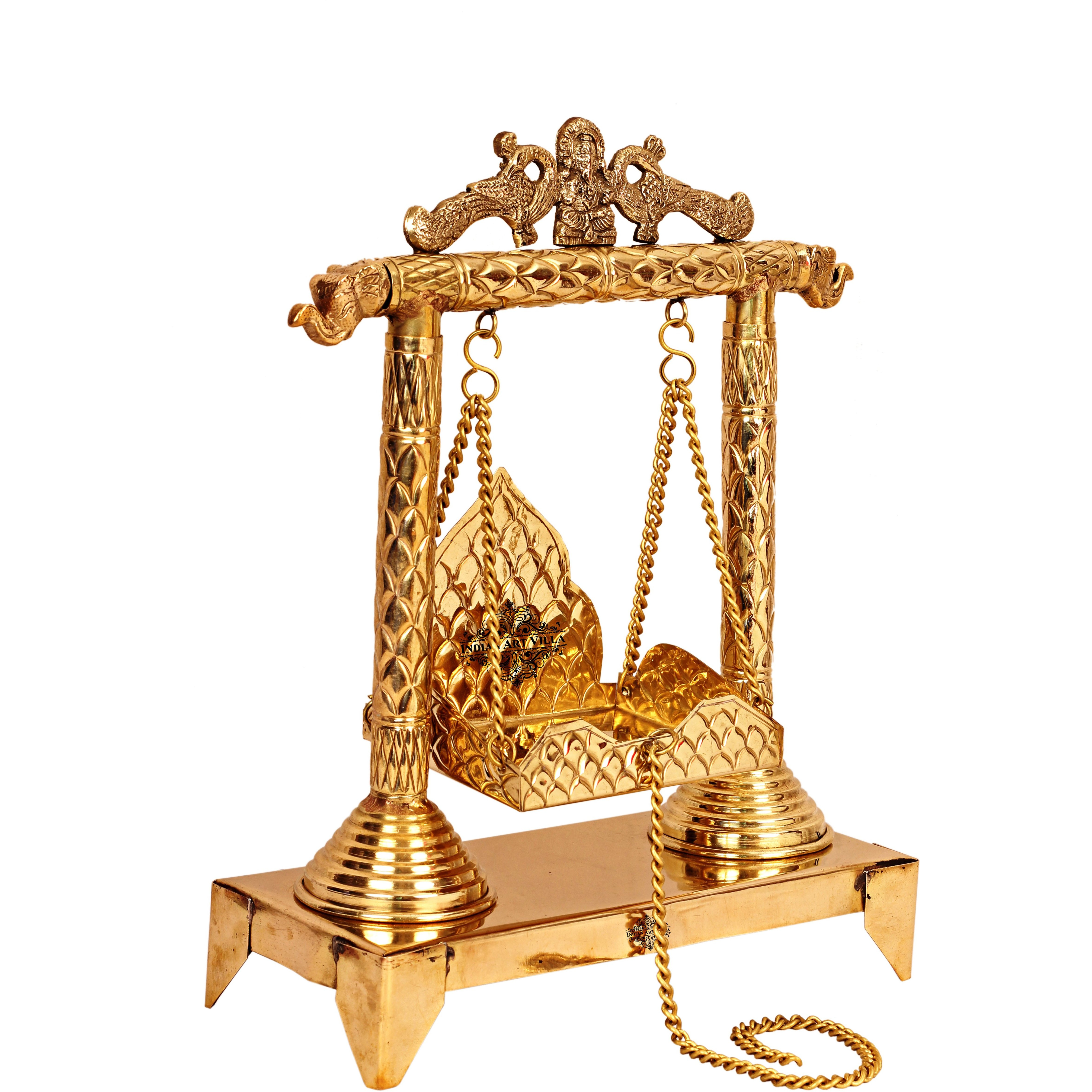 IndianArtVilla Ganesh Ji Design Brass Jhula Swing for Ladu Gopal Ji Lord Ganesha