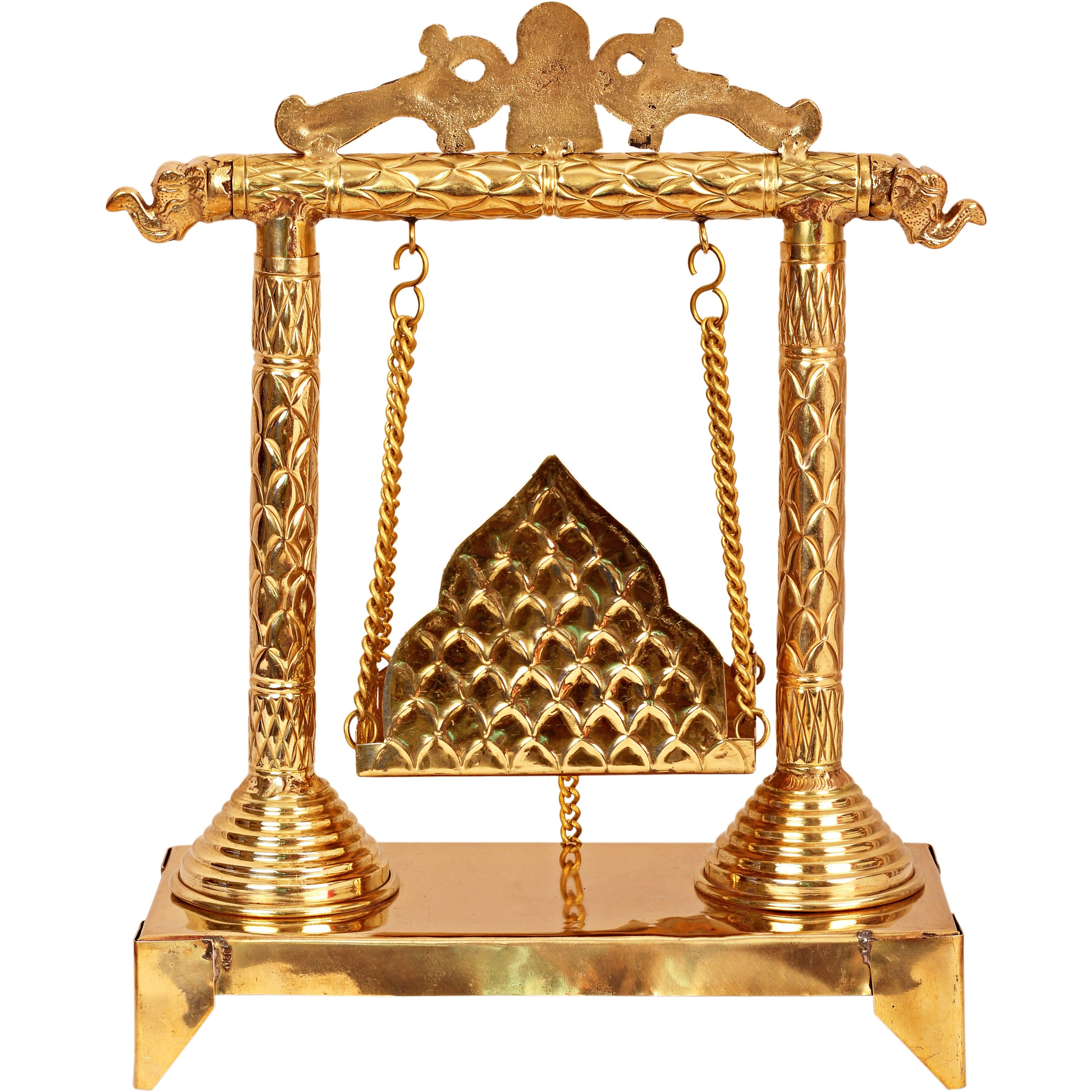 IndianArtVilla Ganesh Ji Design Brass Jhula Swing for Ladu Gopal Ji Lord Ganesha