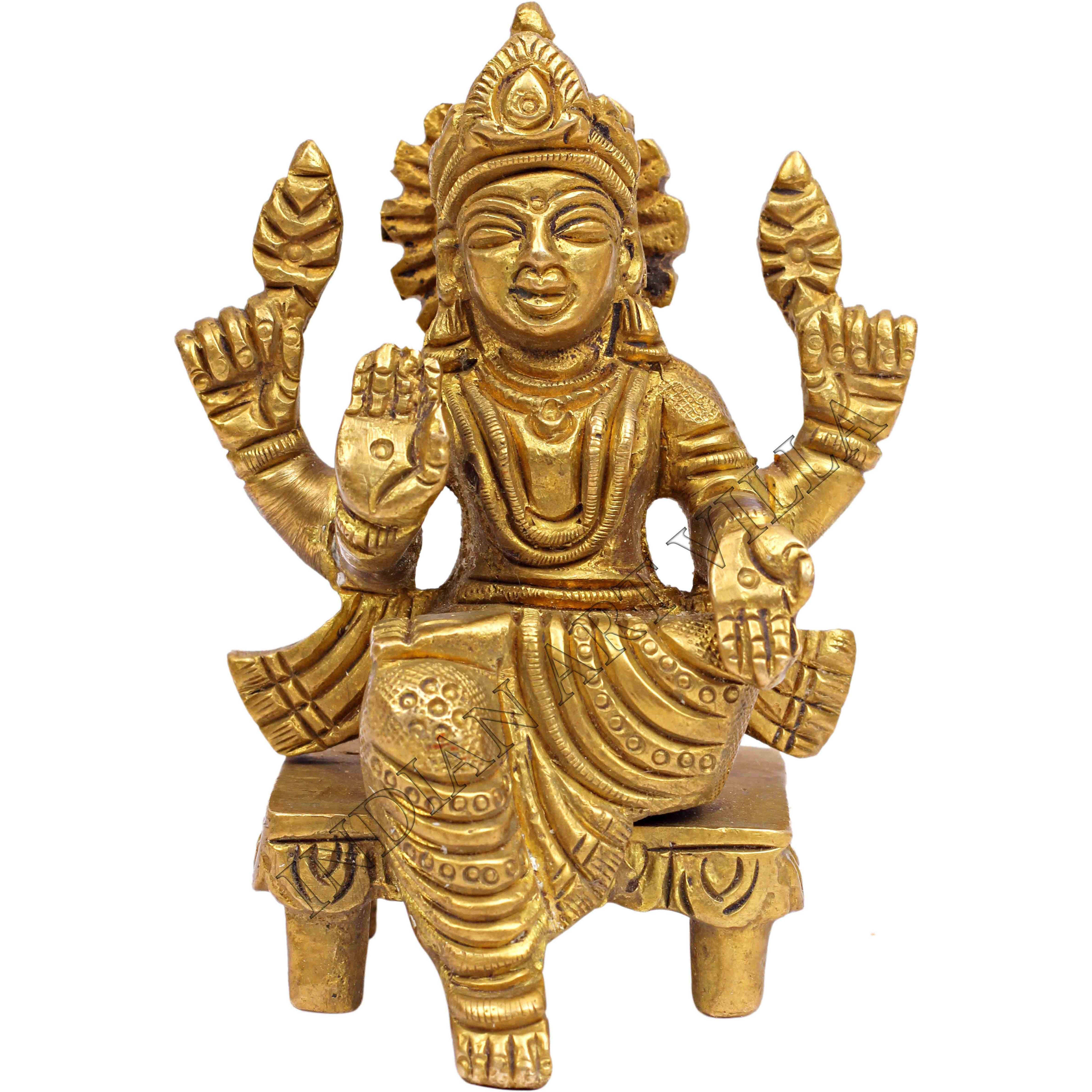IndianArtVilla Handmade Brass Godess Lakshmi God of Money Wealth God Idol