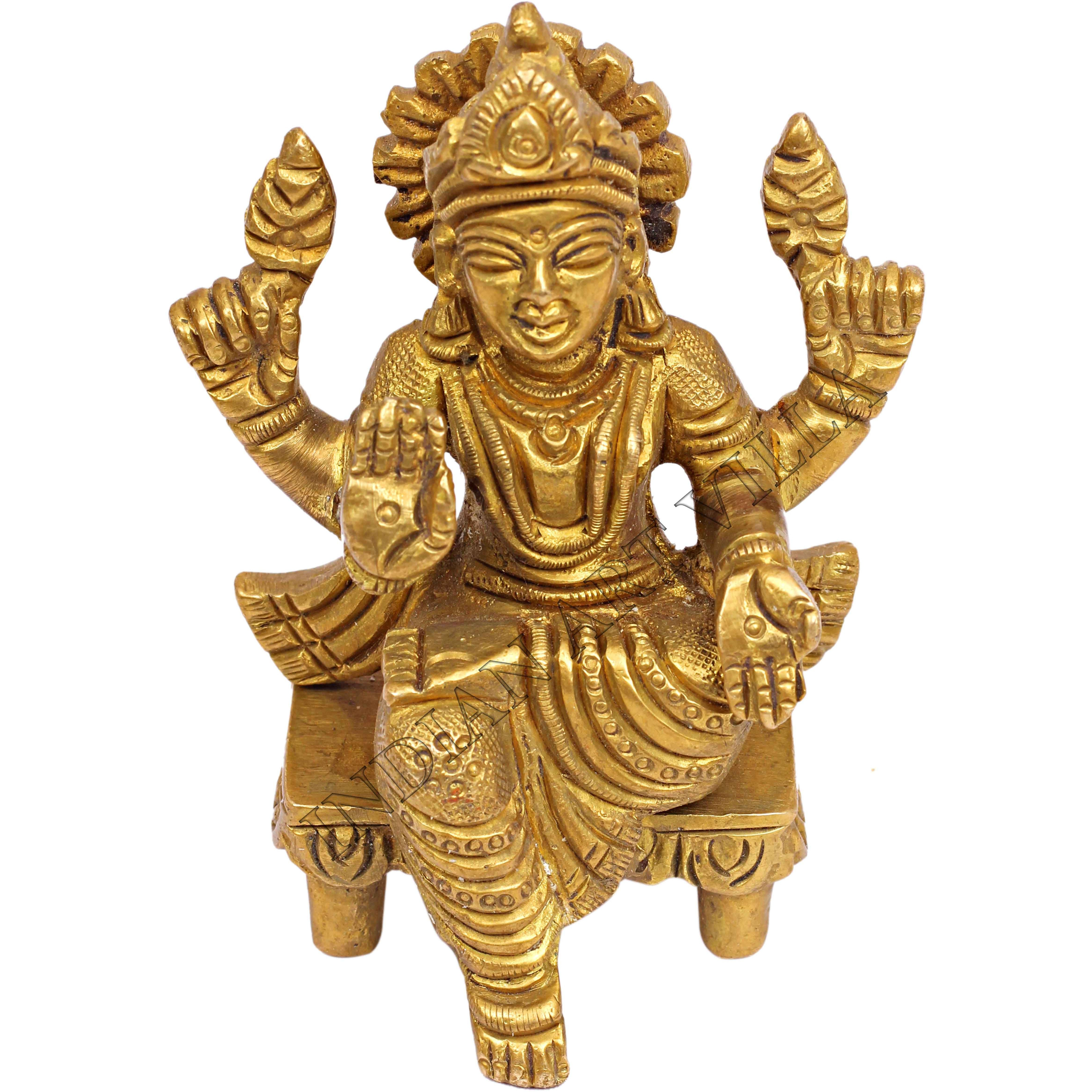 IndianArtVilla Handmade Brass Godess Lakshmi God of Money Wealth God Idol