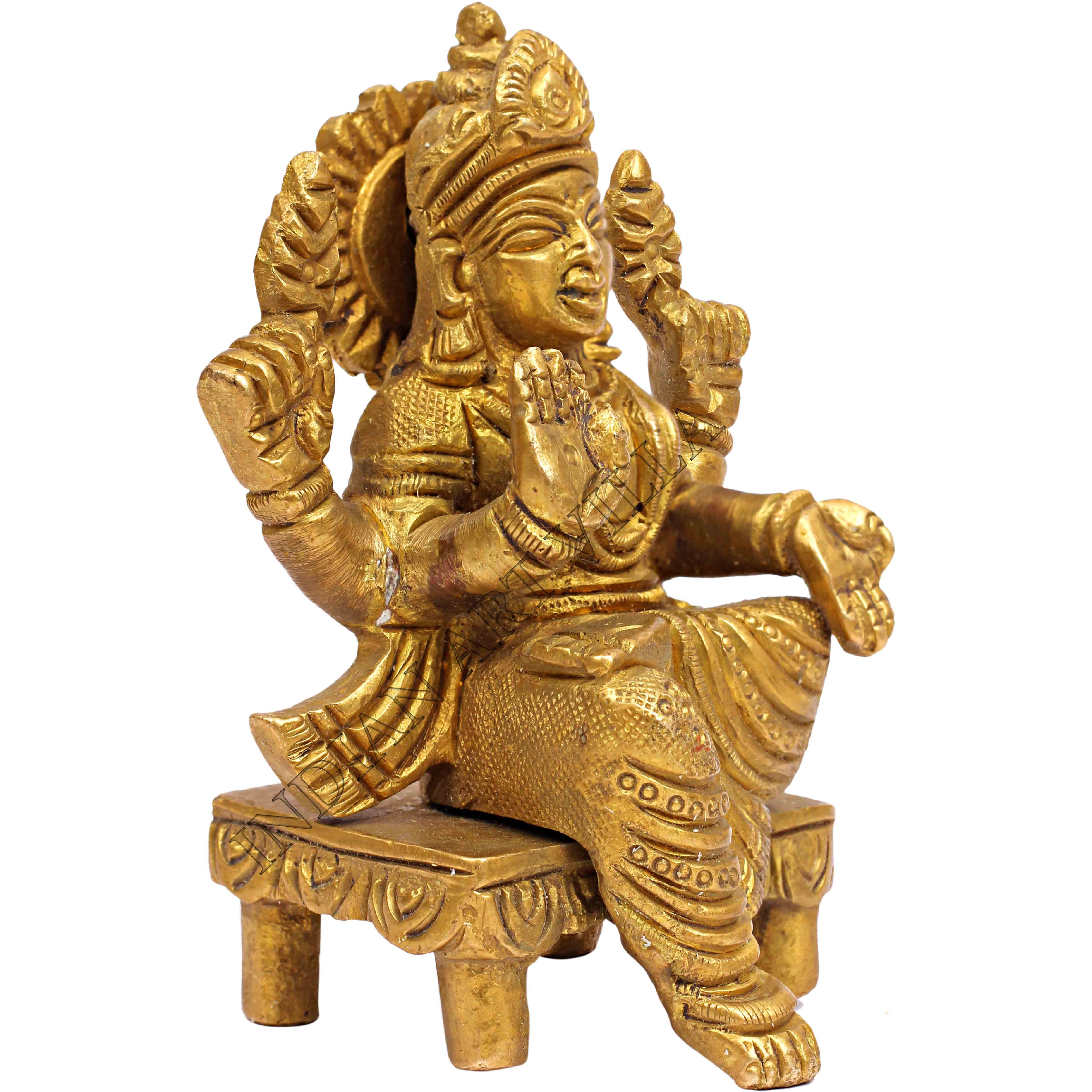 IndianArtVilla Handmade Brass Godess Lakshmi God of Money Wealth God Idol