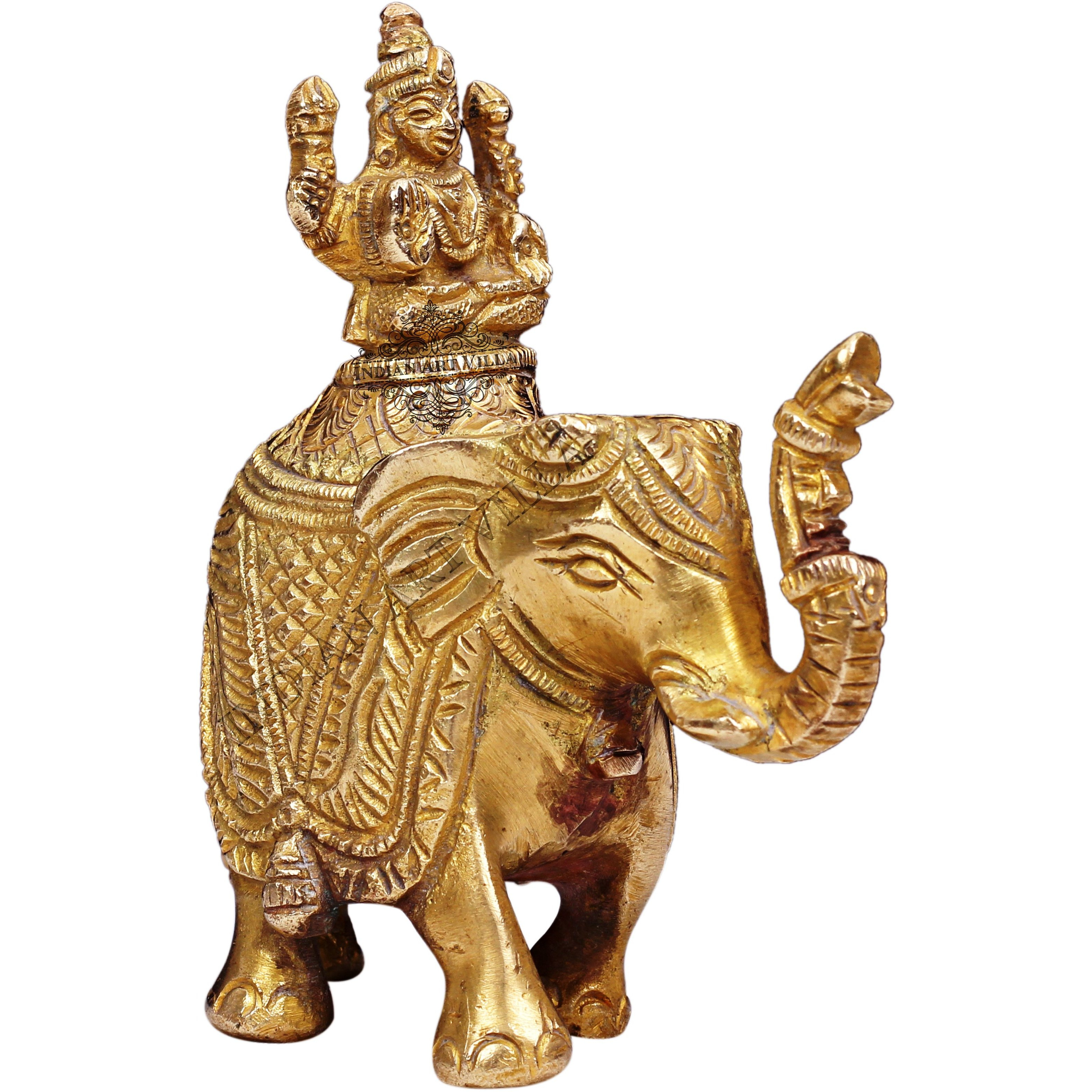 IndianArtVilla Handmade Brass Godess Lakshmi on ElephantPooja Temple Home
