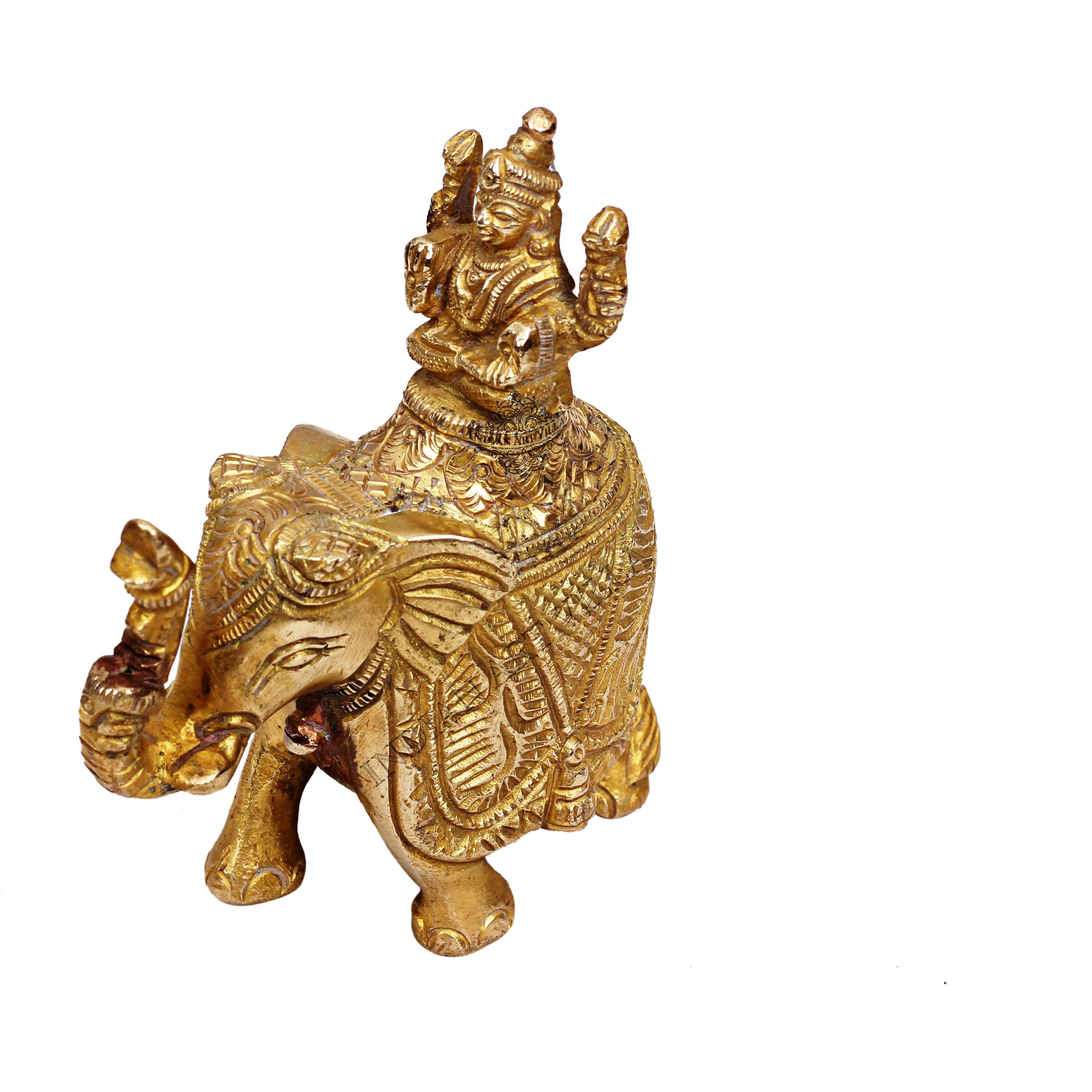 IndianArtVilla Handmade Brass Godess Lakshmi on ElephantPooja Temple Home