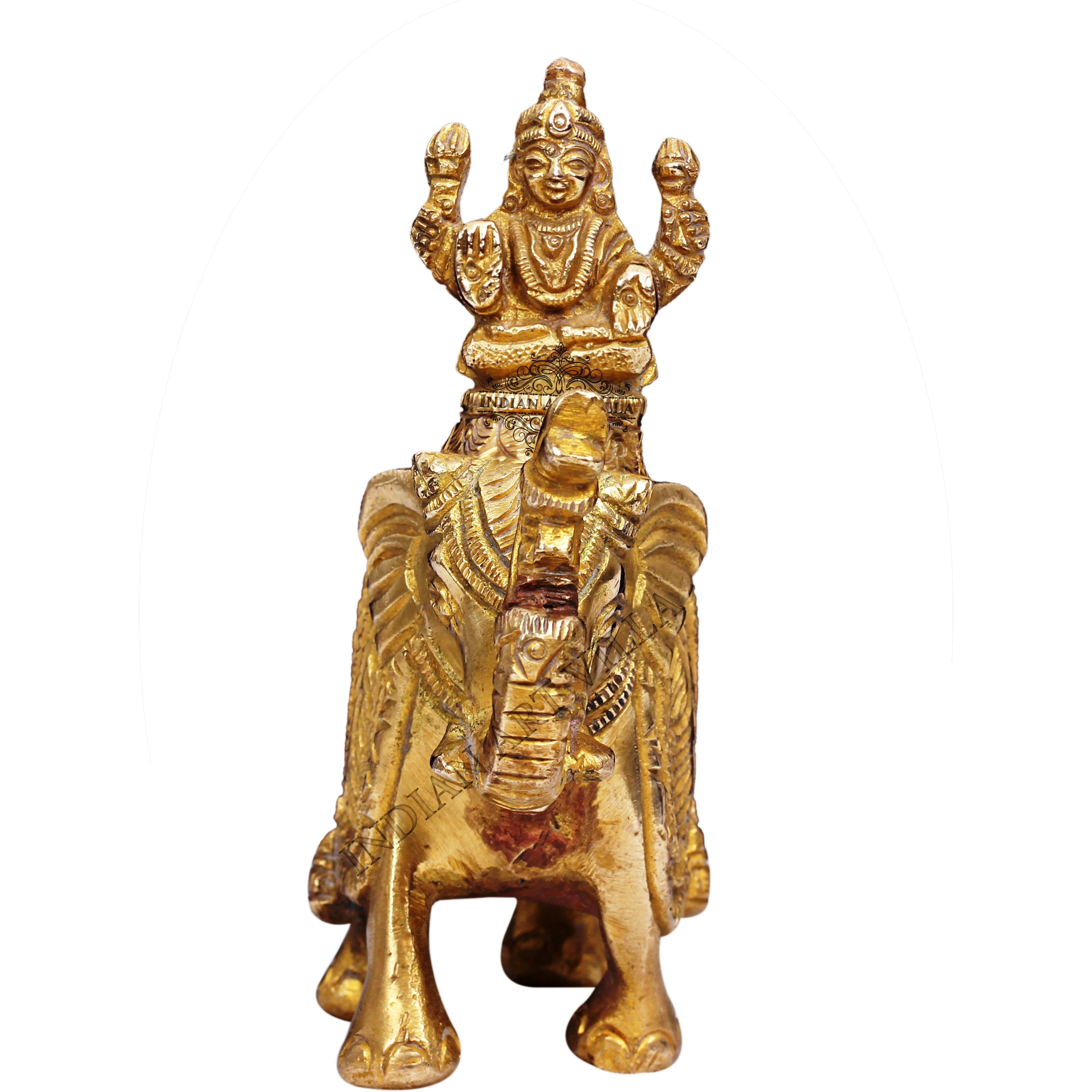 IndianArtVilla Handmade Brass Godess Lakshmi on ElephantPooja Temple Home
