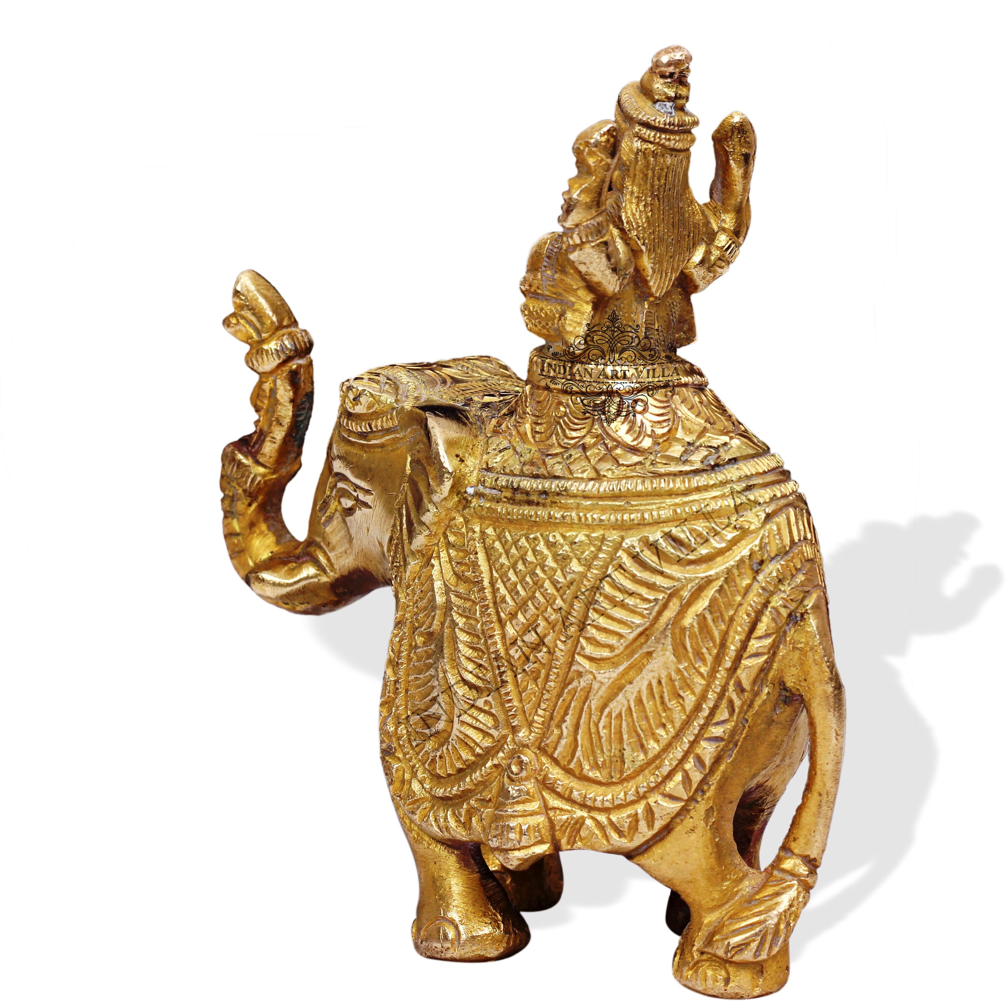 IndianArtVilla Handmade Brass Godess Lakshmi on ElephantPooja Temple Home