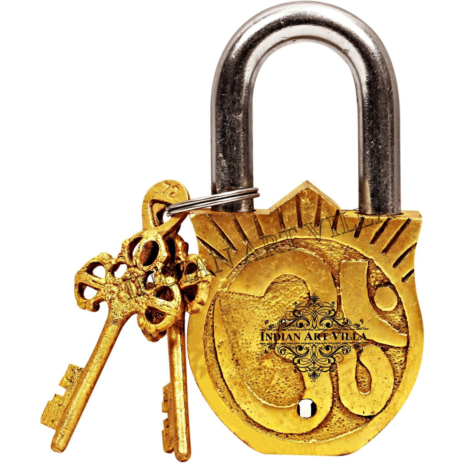 IndianArtVilla Surya Dev Smiling Sun Design Brass Pad chatar sword designer with 2 Keys