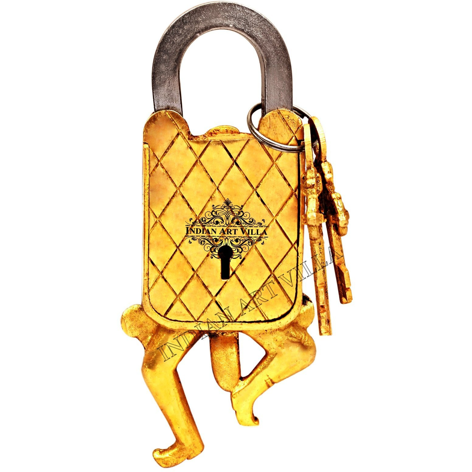 IndianArtVilla Ancient Warrior Design Brass Pad chatar sword designer with 2 Keys