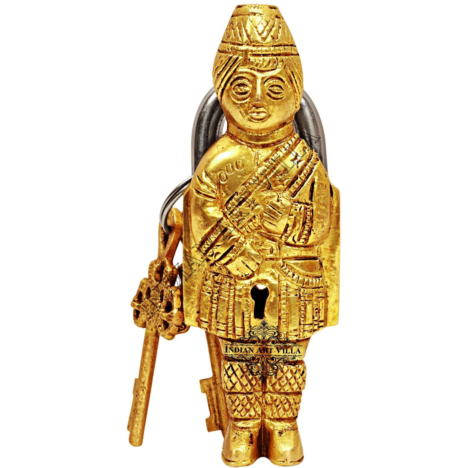 IndianArtVilla Guard Design Brass Pad chatar sword designer with 2 Keys