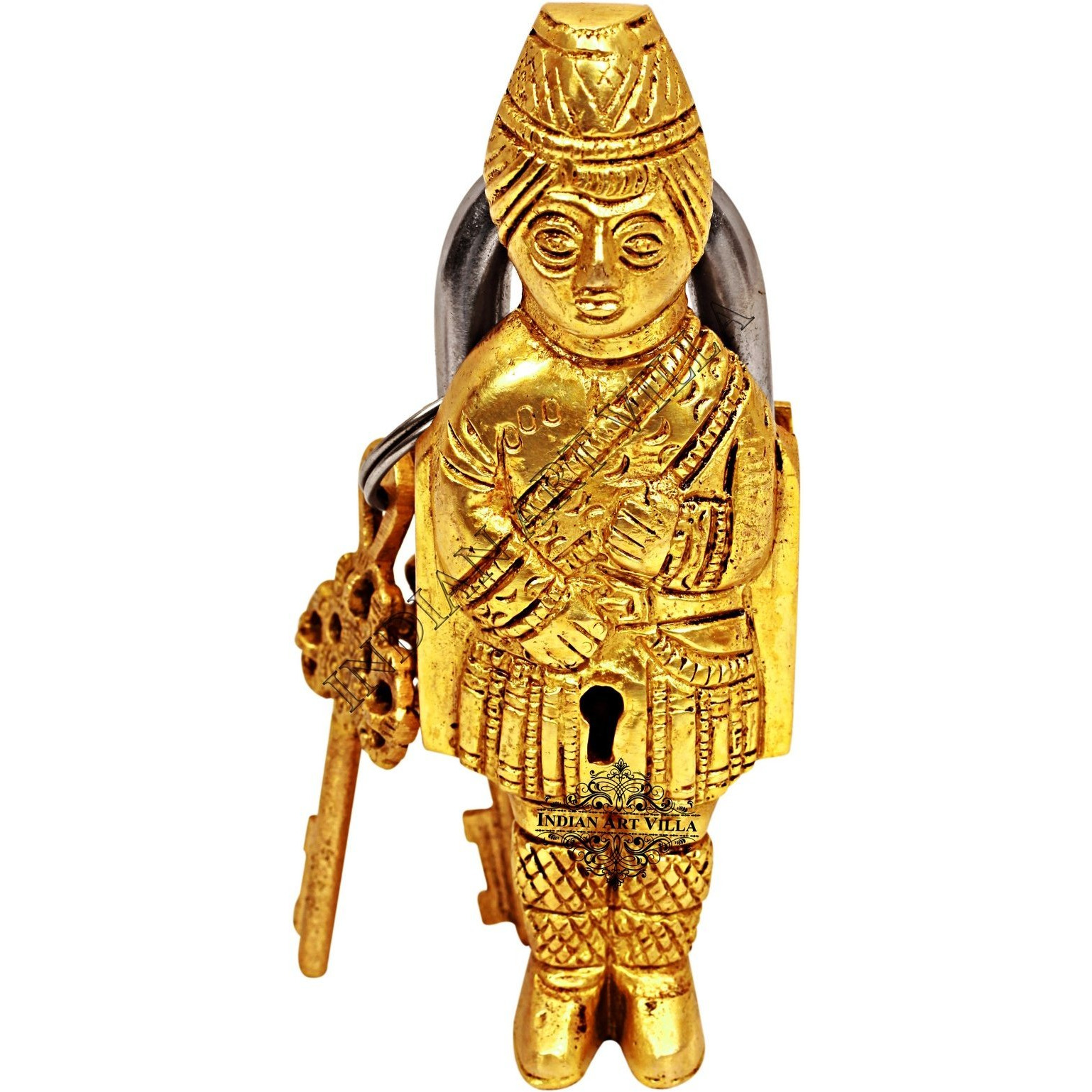 IndianArtVilla Guard Design Brass Pad chatar sword designer with 2 Keys