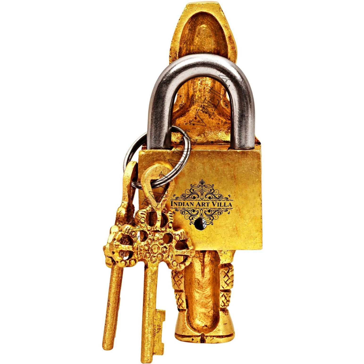 IndianArtVilla Guard Design Brass Pad chatar sword designer with 2 Keys
