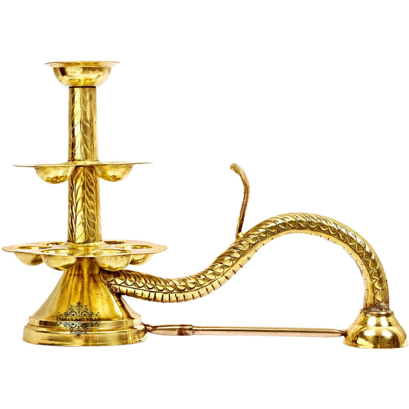 IndianArtVilla Brass Oil Hindu Puja Arti Diya Burner Lamp&11 Wicks Holder