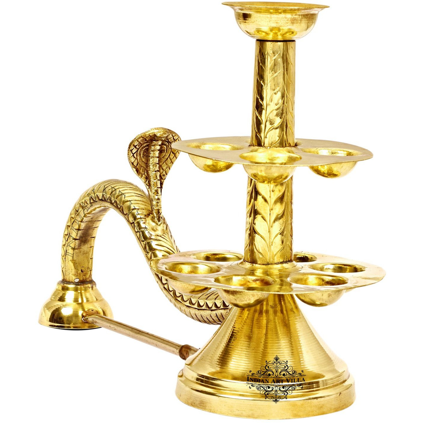 IndianArtVilla Brass Oil Hindu Puja Arti Diya Burner Lamp&11 Wicks Holder