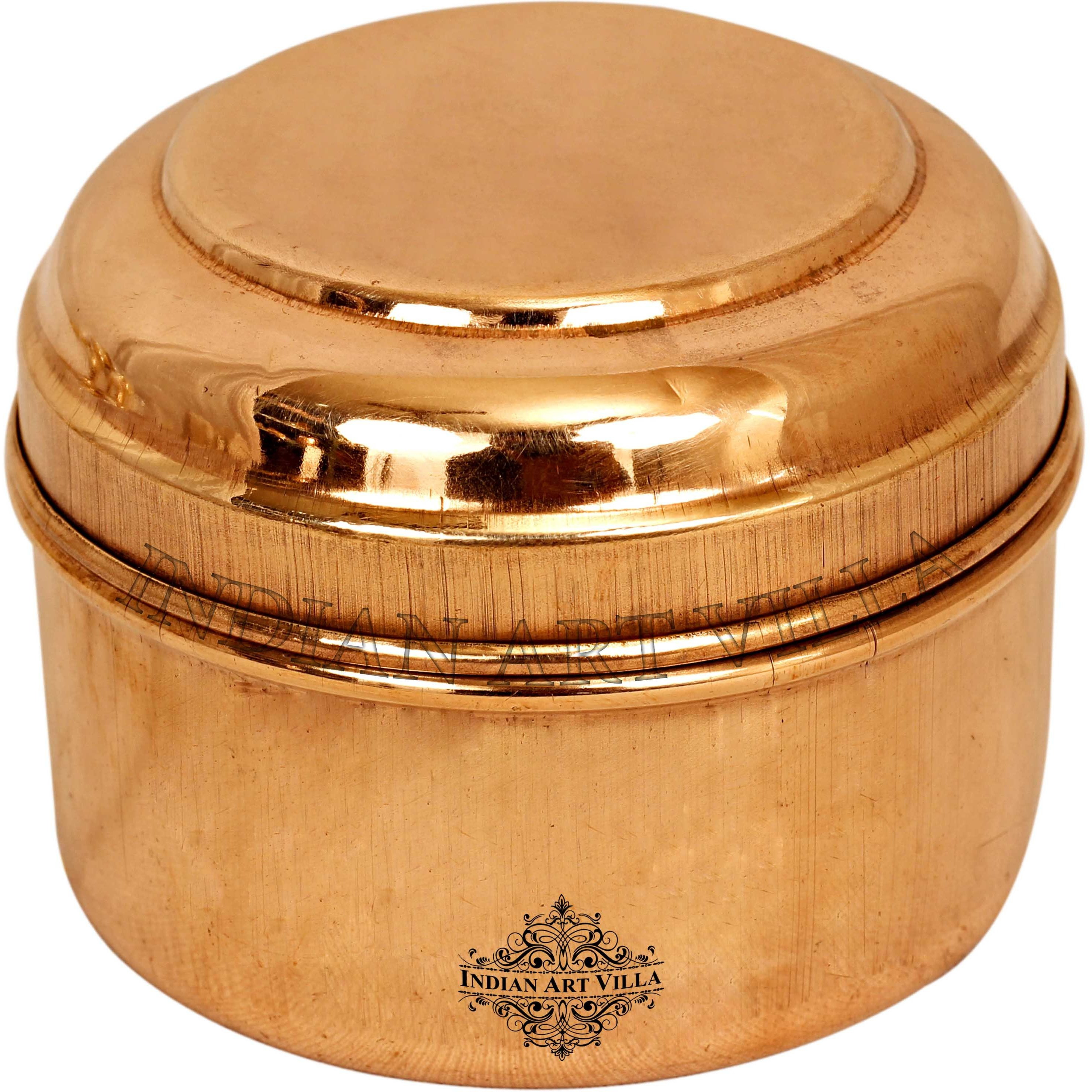 IndianArtVilla Copper Storage Box Poojan PurposeReligious Gift Item2.8  Inch