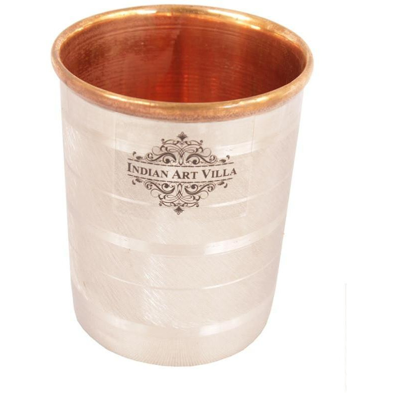 IndianArtVilla Steel Copper Luxury Glass Tumbler, 9Oz