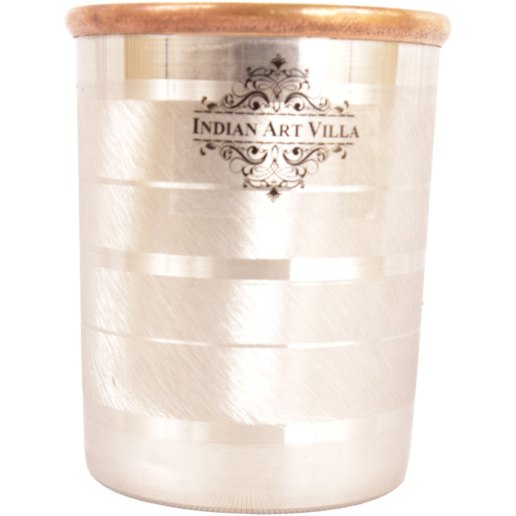 IndianArtVilla Steel Copper Luxury Glass Tumbler, 9Oz