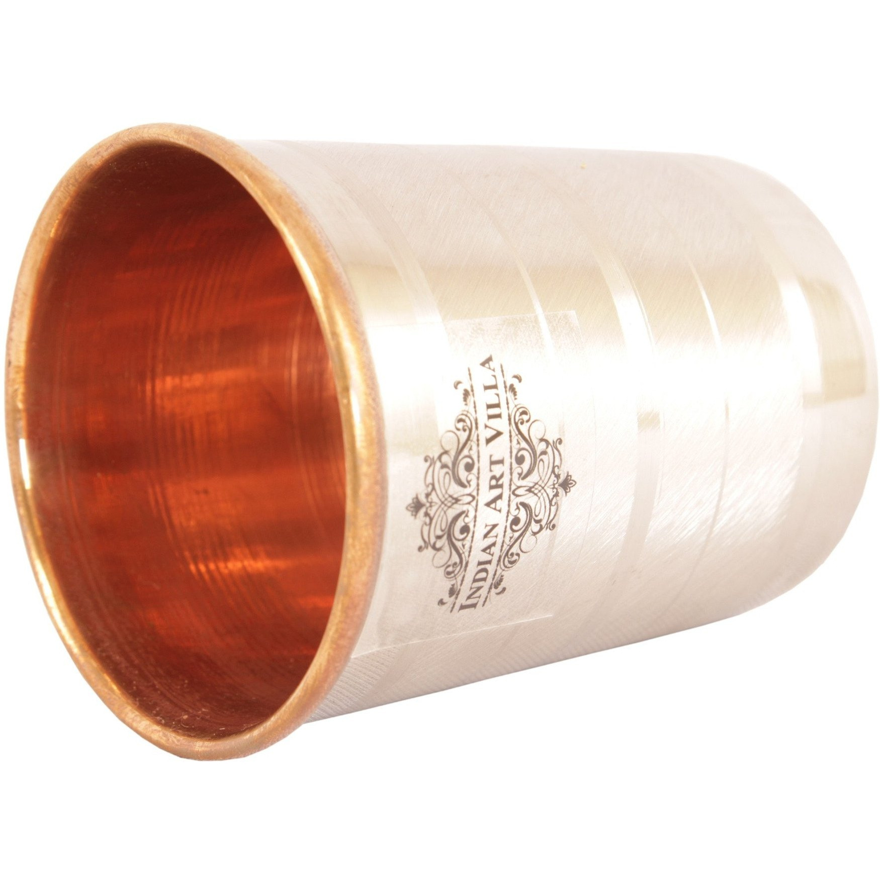IndianArtVilla Steel Copper Luxury Glass Tumbler, 9Oz