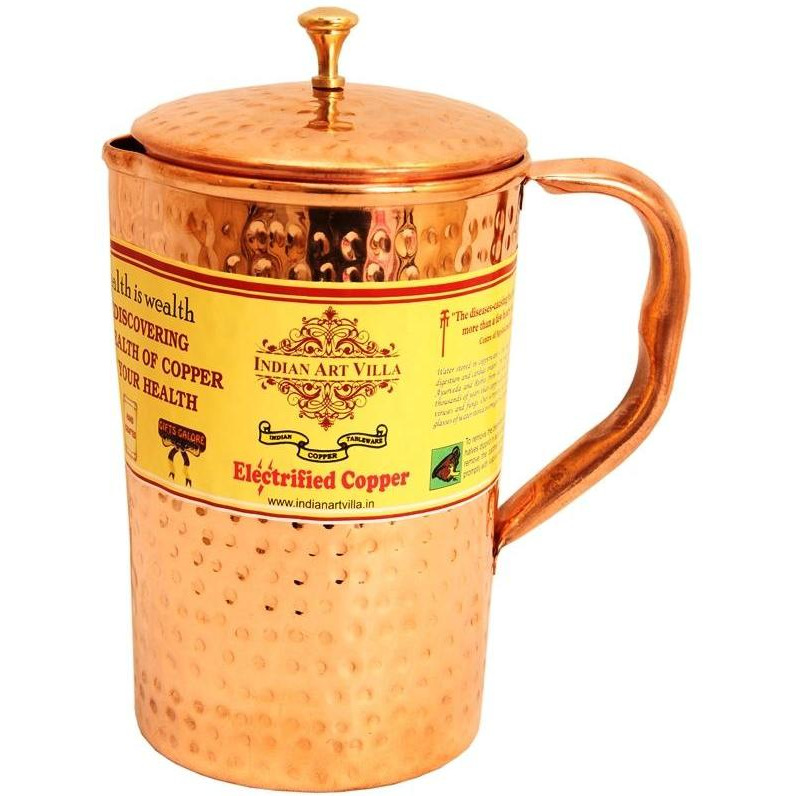 IndianArtVilla Copper Hammerd Jug Pitcher