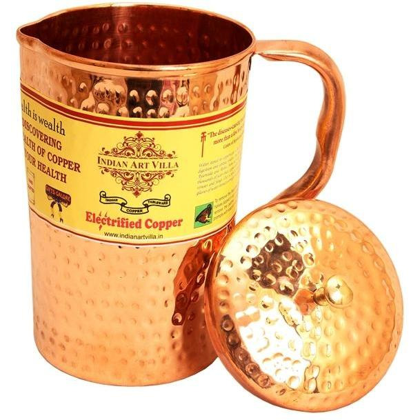 IndianArtVilla Copper Hammerd Jug Pitcher