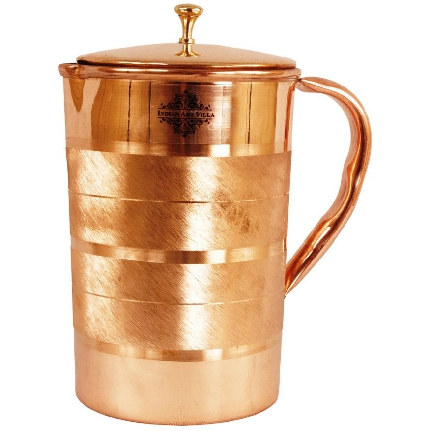 IndianArtVilla Copper Luxury Jug Pitcher, 67Oz