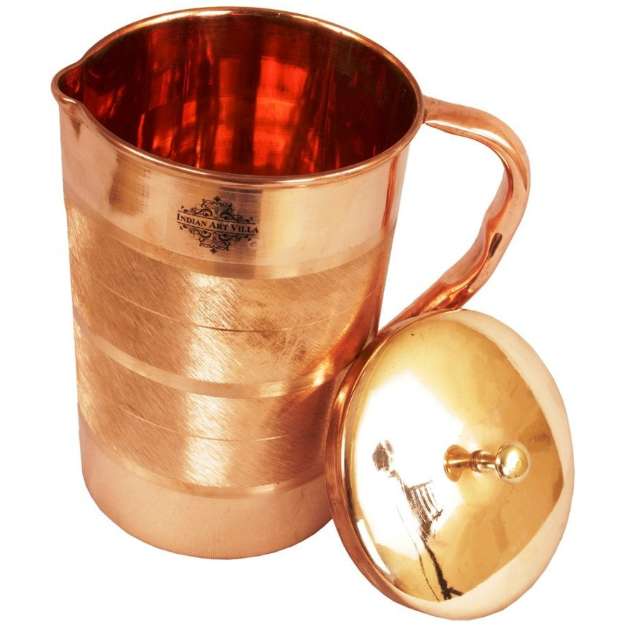 IndianArtVilla Copper Luxury Jug Pitcher, 67Oz